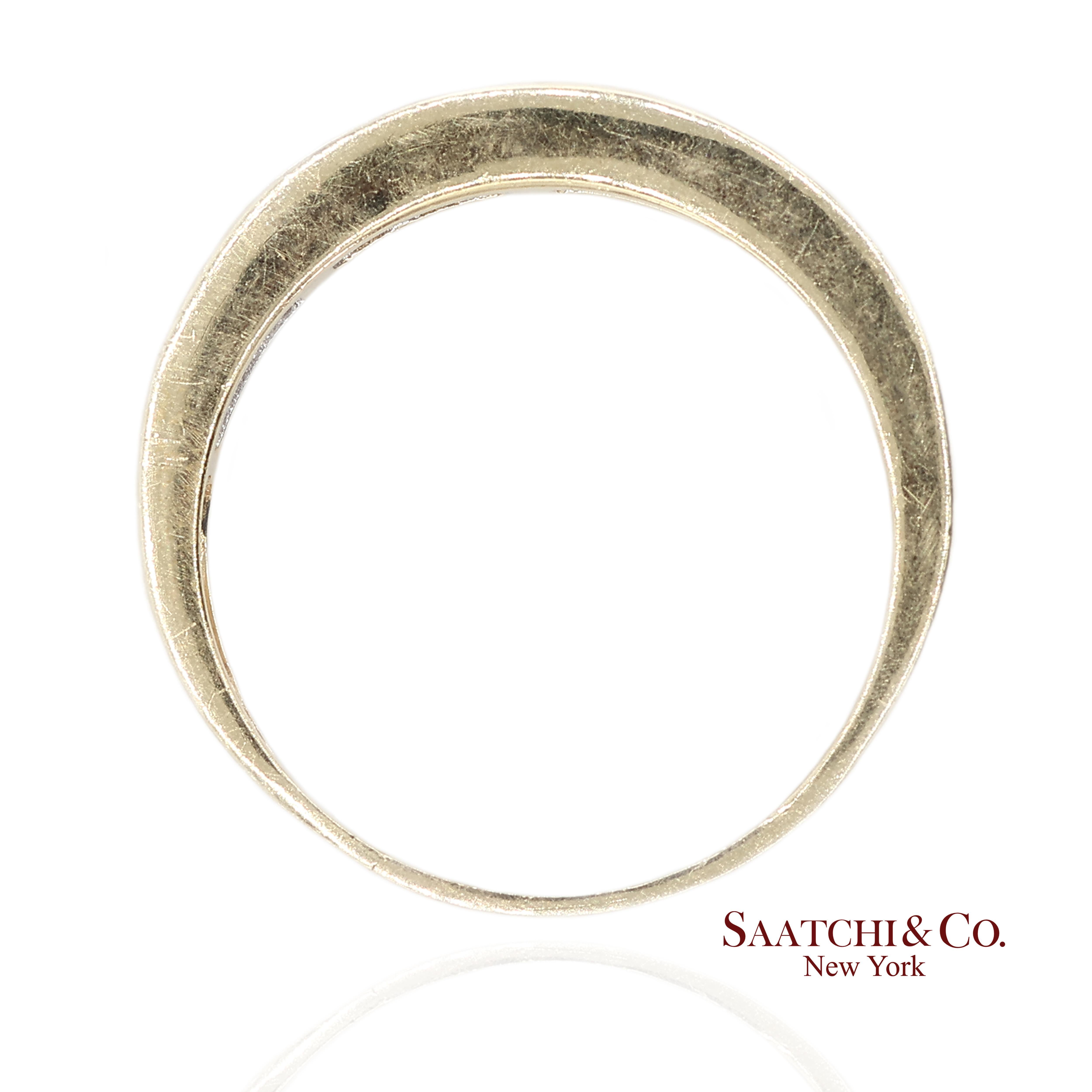 Bague en or jaune massif 14K 585 diamants naturels taille princesse Excellent état - En vente à New York, NY