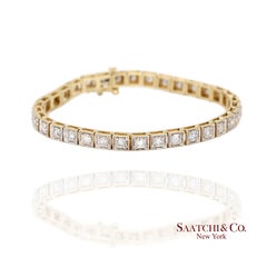 14k 585 Zwei-Ton-Gelb-Weiß-Gold und natürliche Diamant-Tennis-Armband 7 Zoll