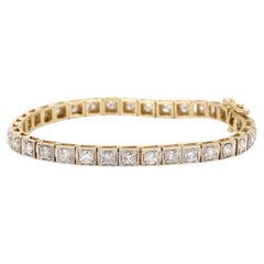 14k 585 Dos tonos de oro blanco amarillo y diamantes naturales Pulsera de tenis 7 pulgadas