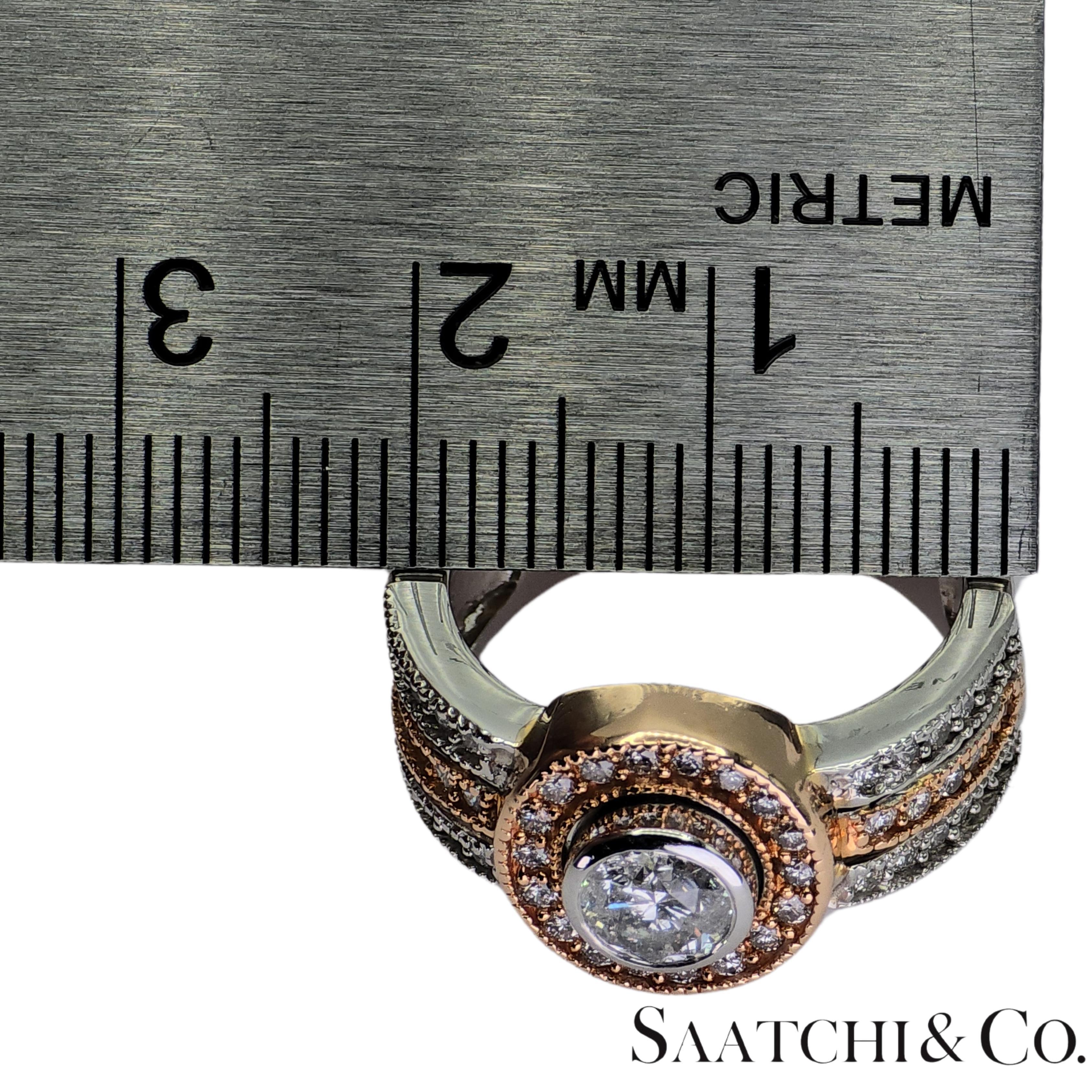 Bague en or blanc et rose 14K 585 diamants naturels en vente 4