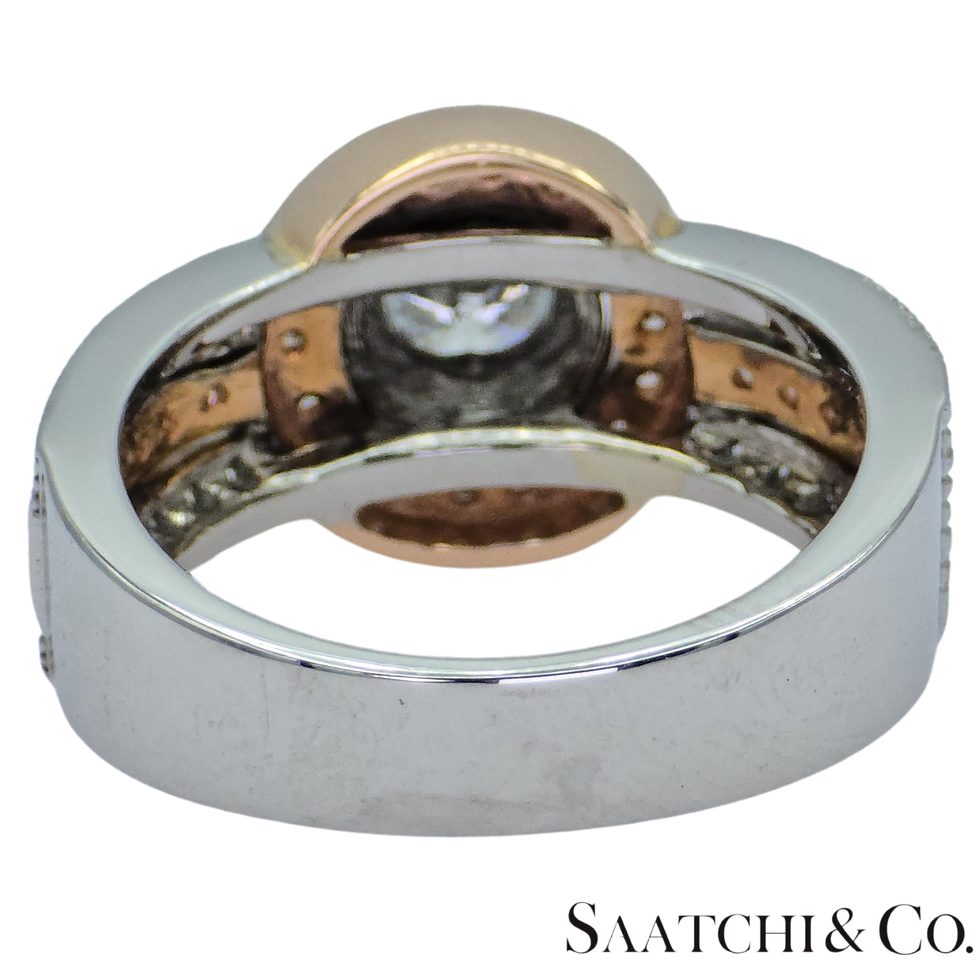 Bague en or blanc et rose 14K 585 diamants naturels Neuf - En vente à New York, NY