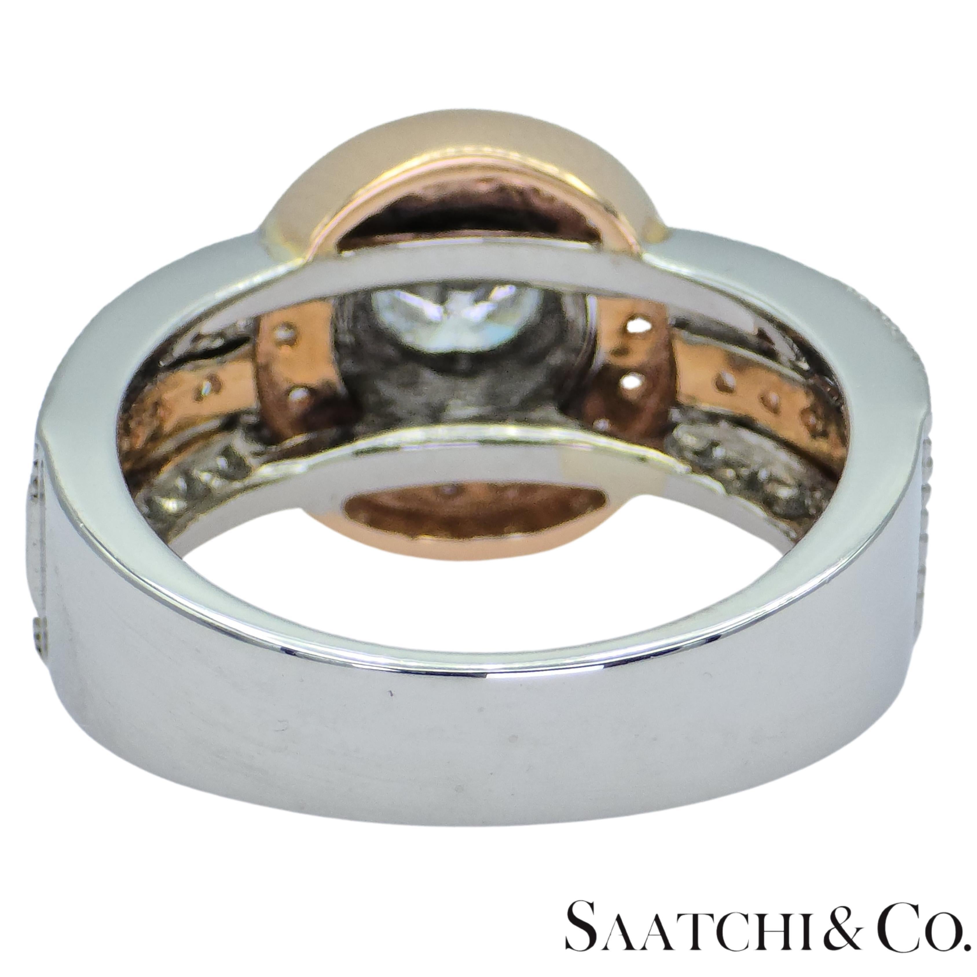 Bague en or blanc et rose 14K 585 diamants naturels en vente 1