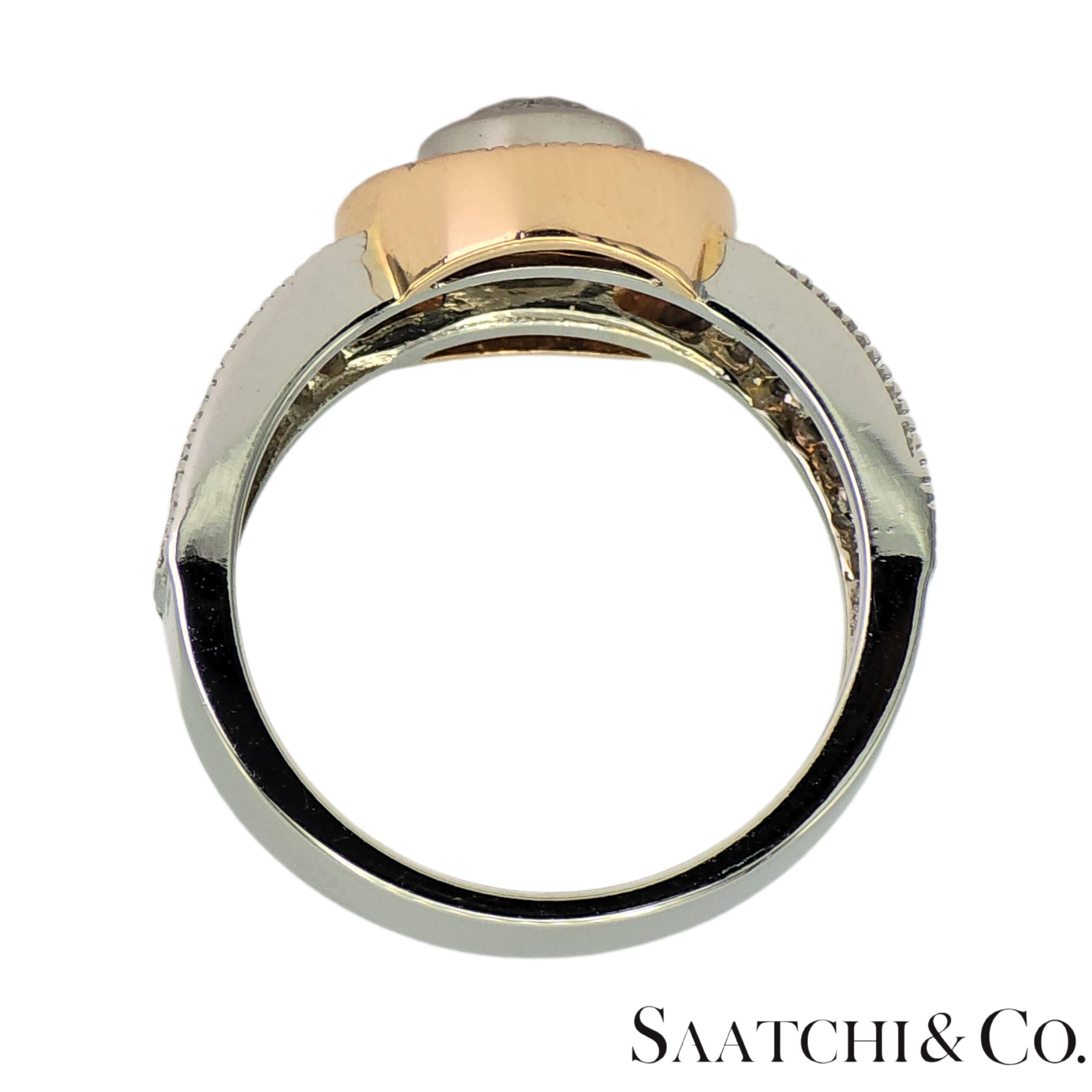 Bague en or blanc et rose 14K 585 diamants naturels en vente 2