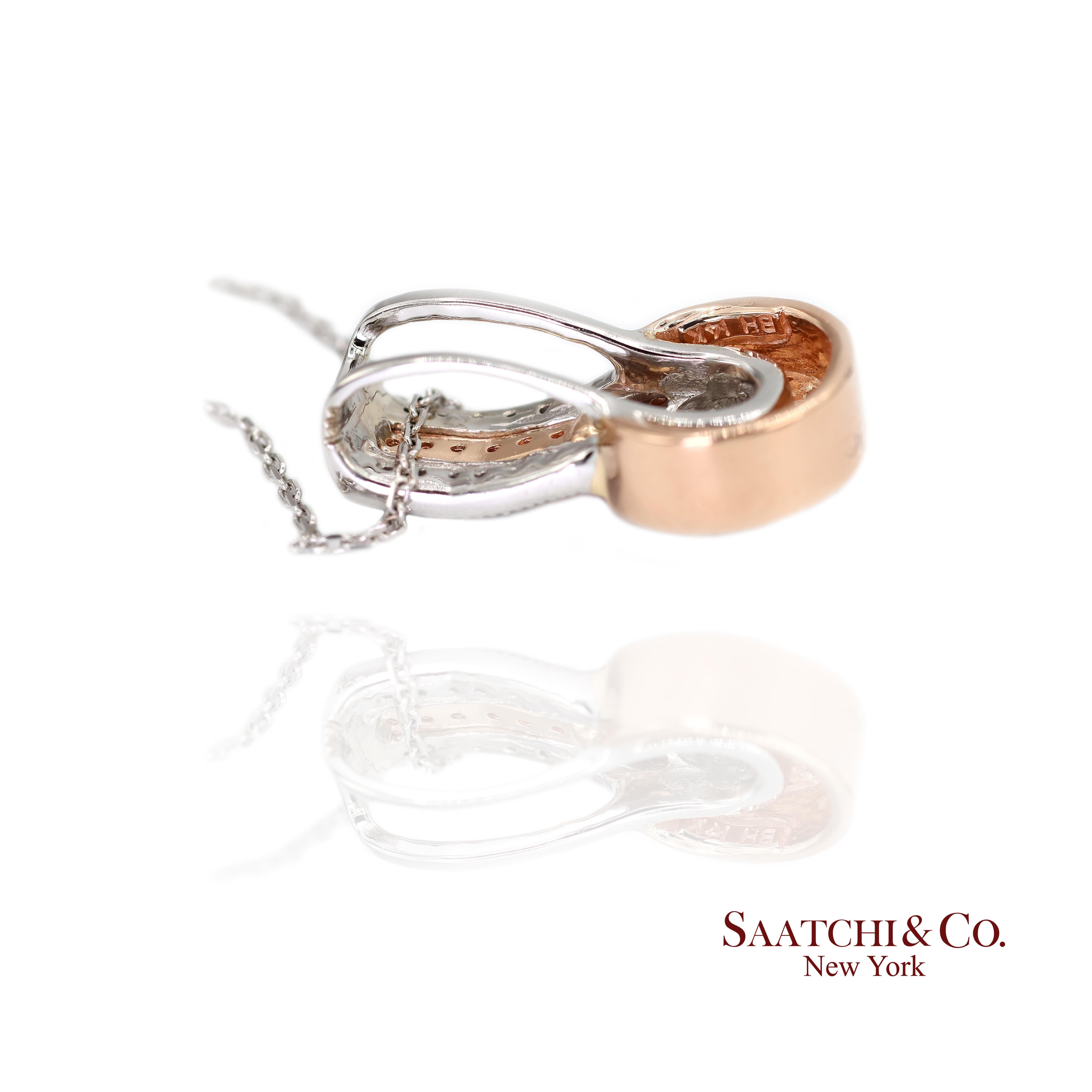 14K 585 Weiß- und Roségold Anhänger mit natürlichen weißen Diamanten im Angebot 5