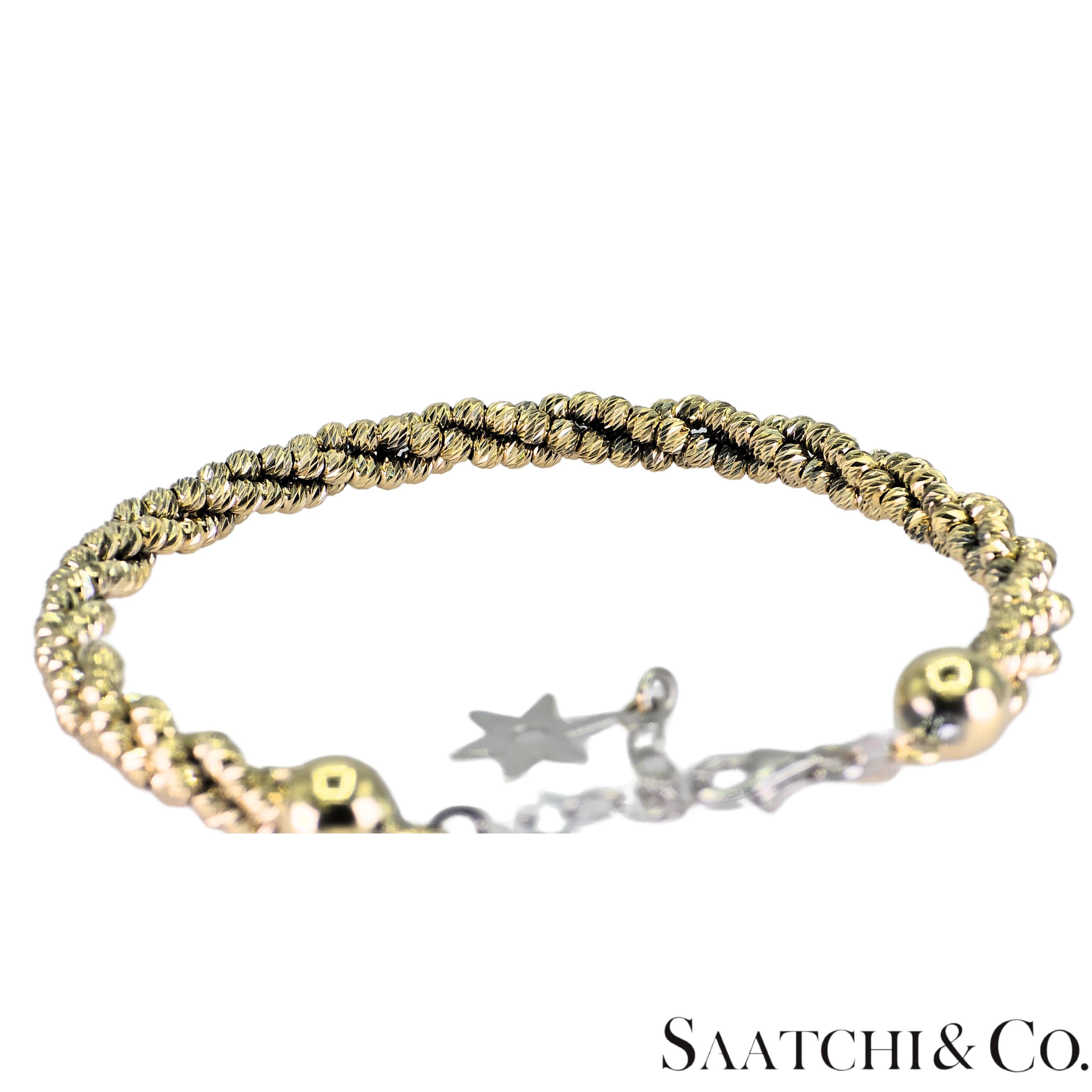 Bracelet en or blanc et jaune 14k 585 avec diamants, ajustable en vente 5