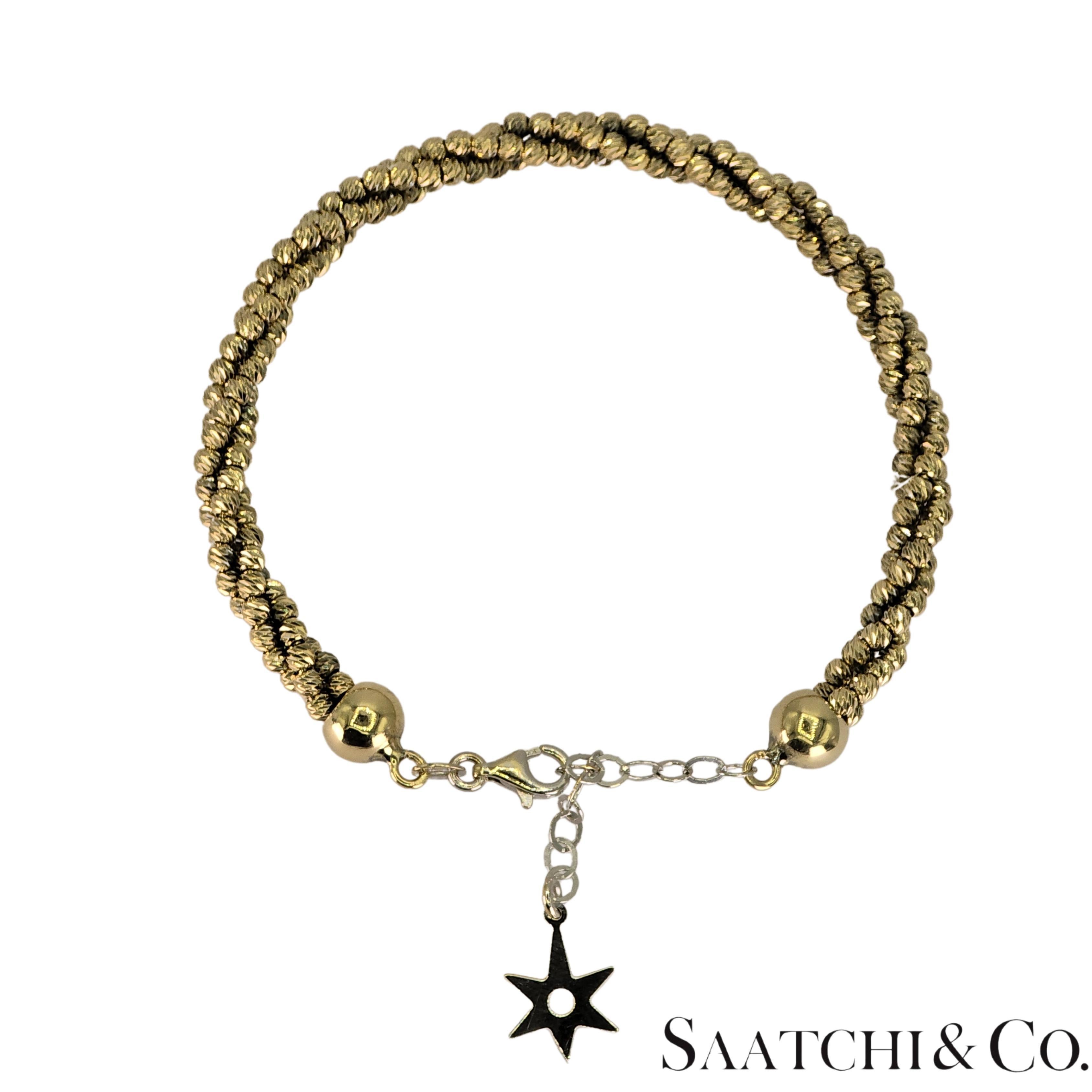 Contemporain Bracelet en or blanc et jaune 14k 585 avec diamants, ajustable en vente