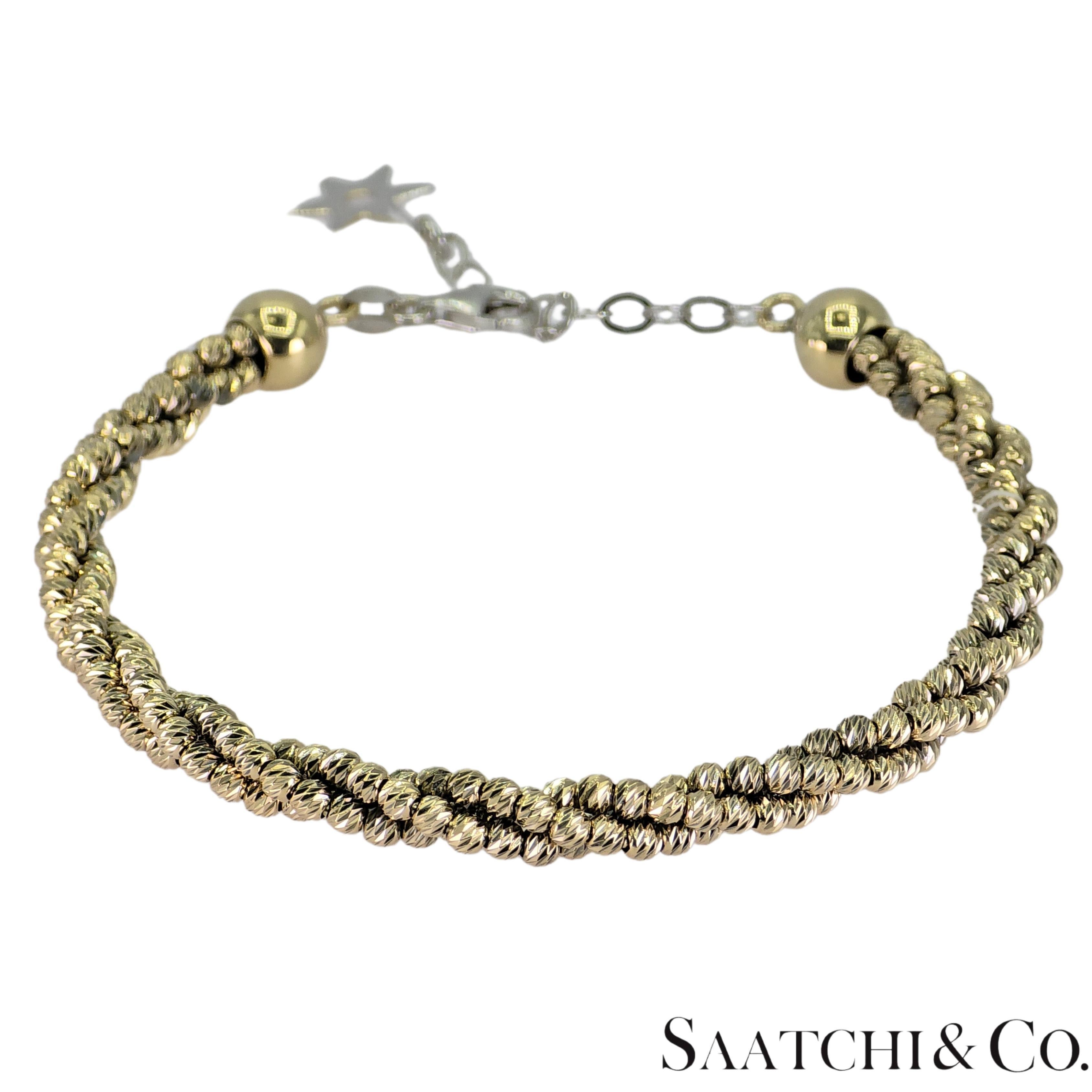Bracelet en or blanc et jaune 14k 585 avec diamants, ajustable en vente 3