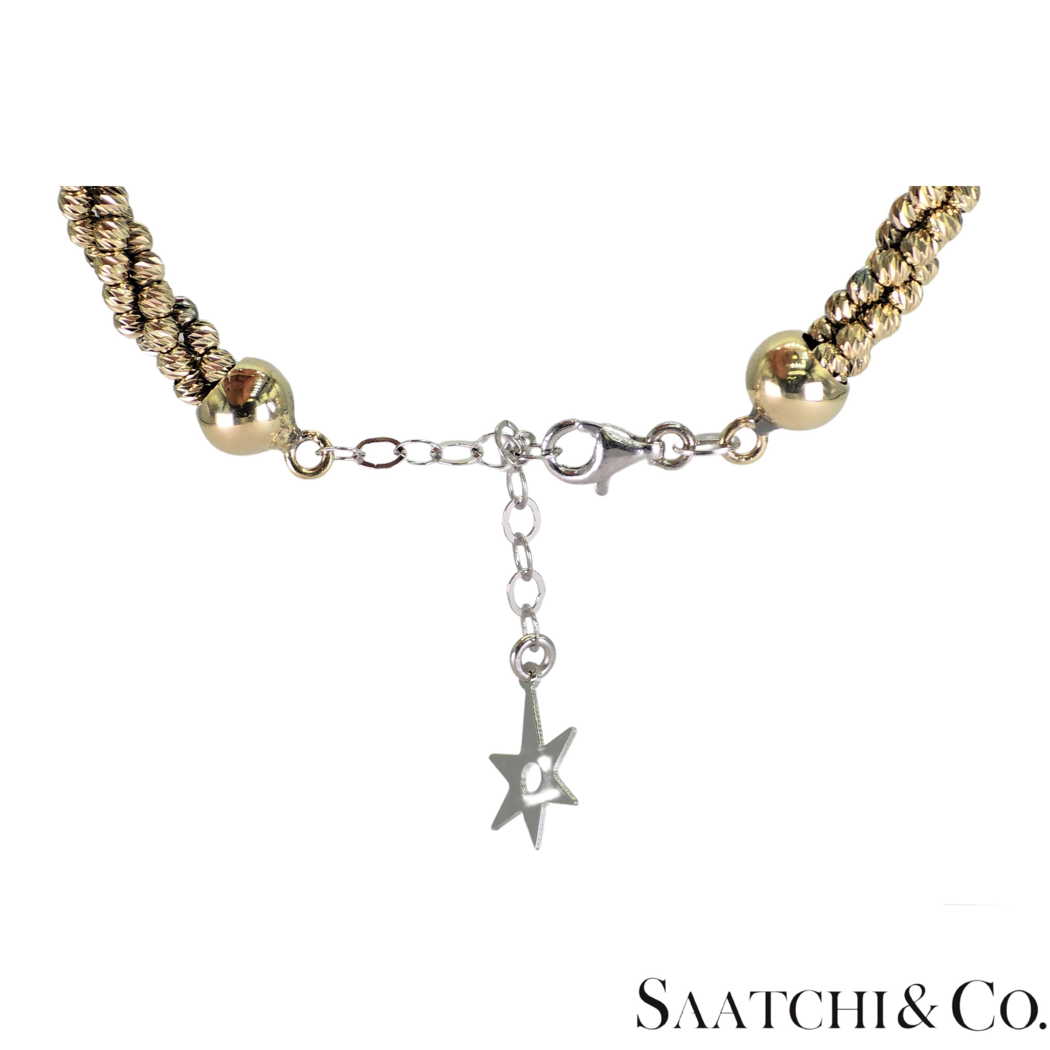 Bracelet en or blanc et jaune 14k 585 avec diamants, ajustable en vente 4