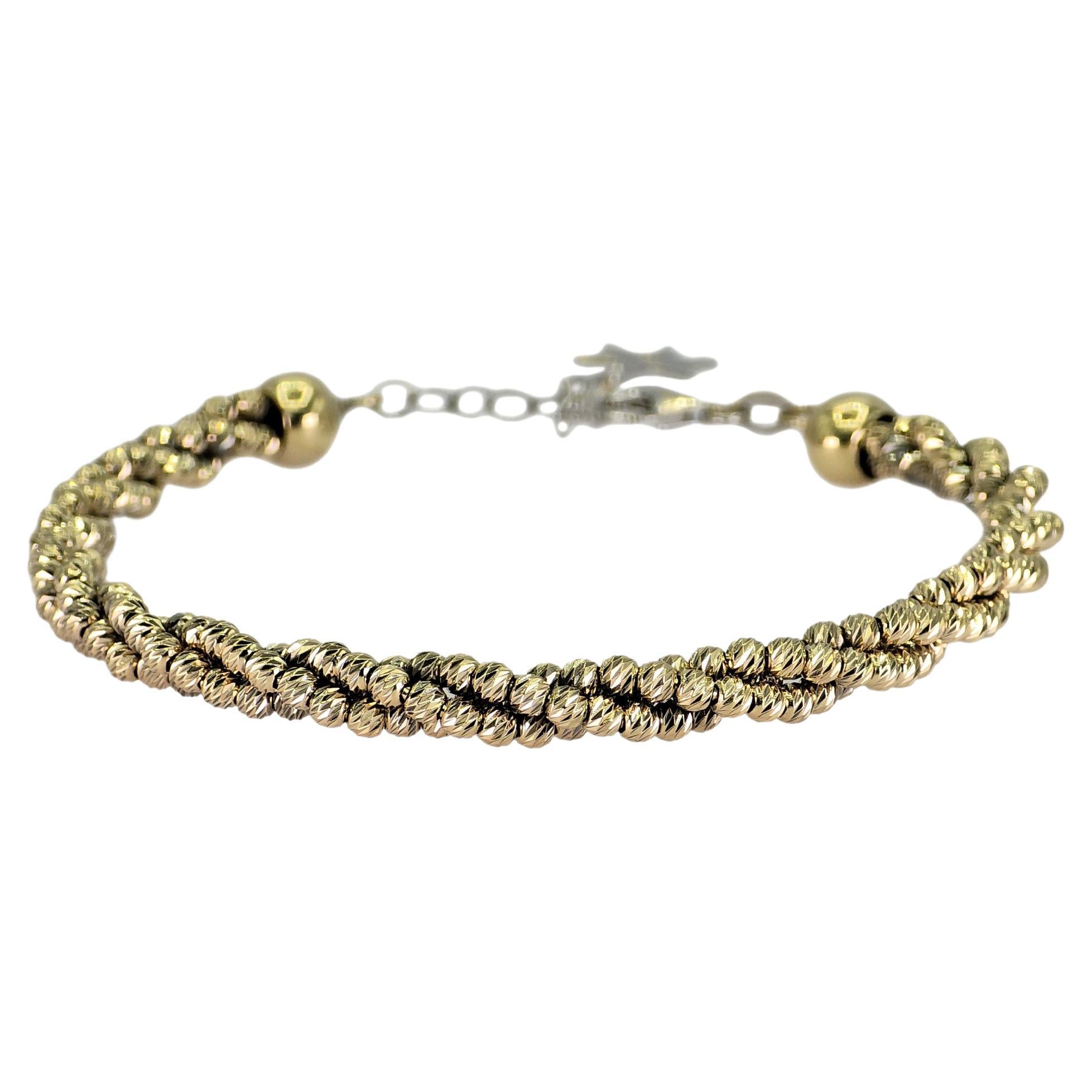 Bracelet en or blanc et jaune 14k 585 avec diamants, ajustable en vente
