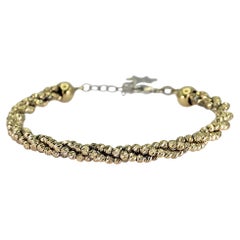 Bracelet en or blanc et jaune 14k 585 avec diamants, ajustable