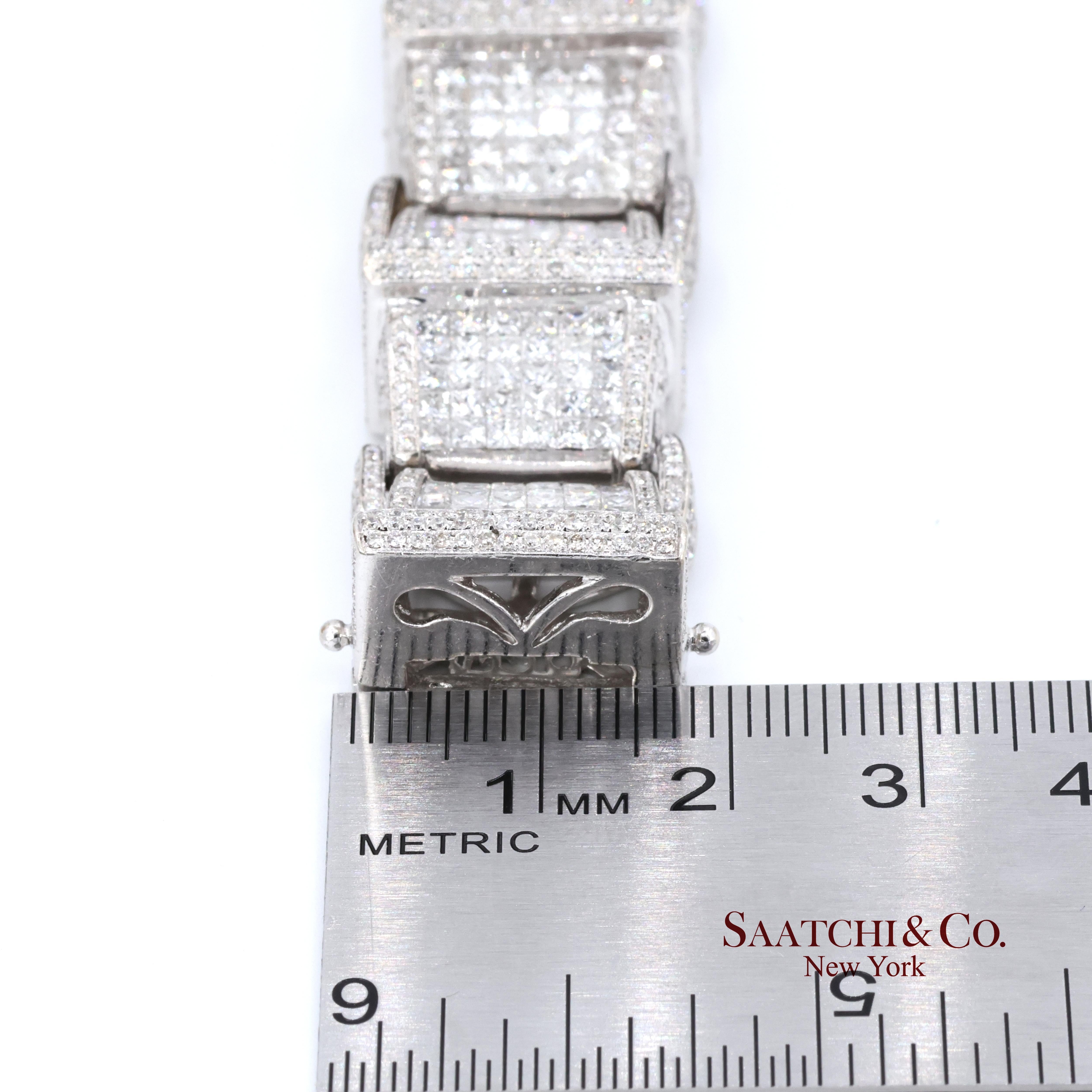 14K 585 Oro Blanco 102.5 Gramos Diamante Natural 14 Ct: Pulsera en venta 2