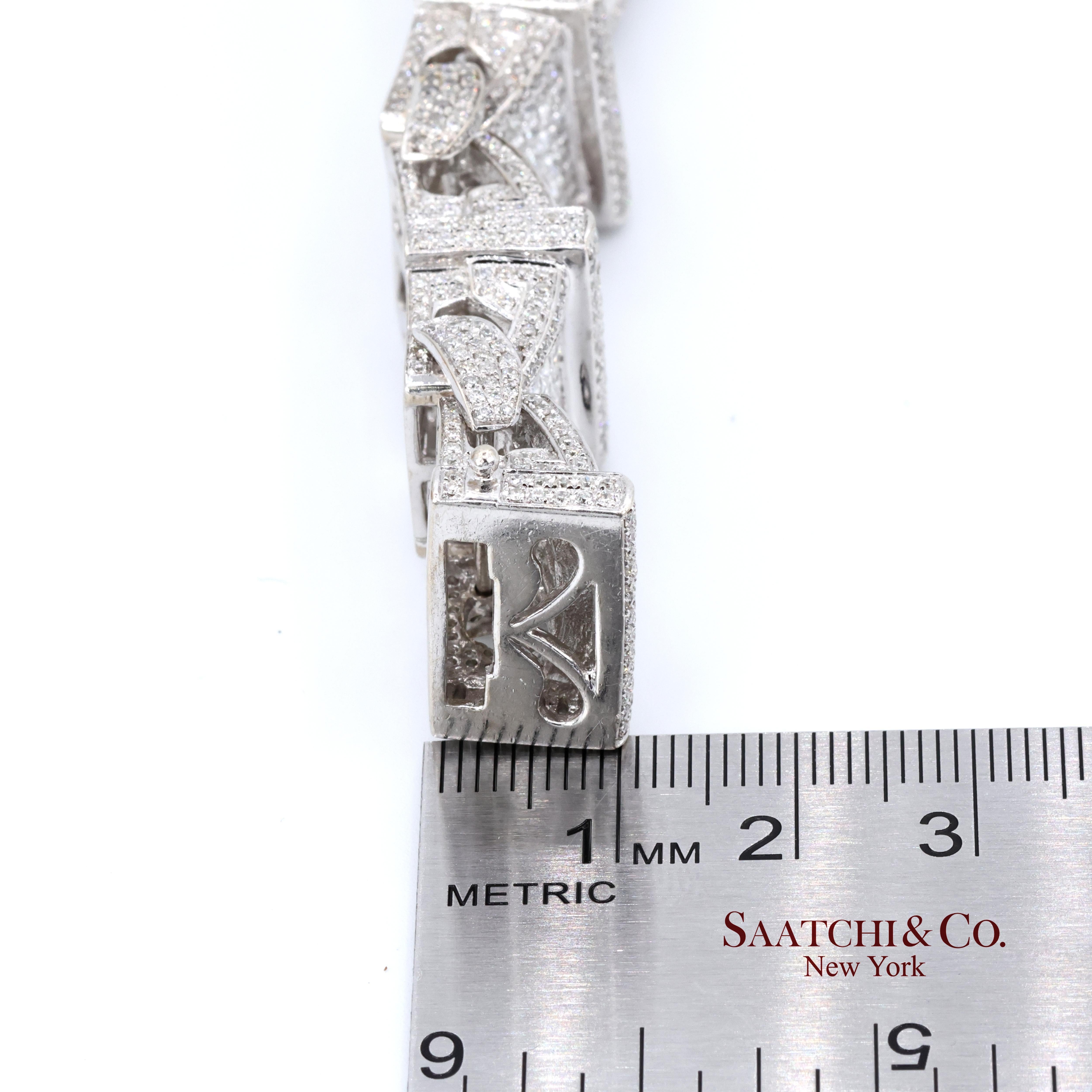 14K 585 Oro Blanco 102.5 Gramos Diamante Natural 14 Ct: Pulsera en venta 3