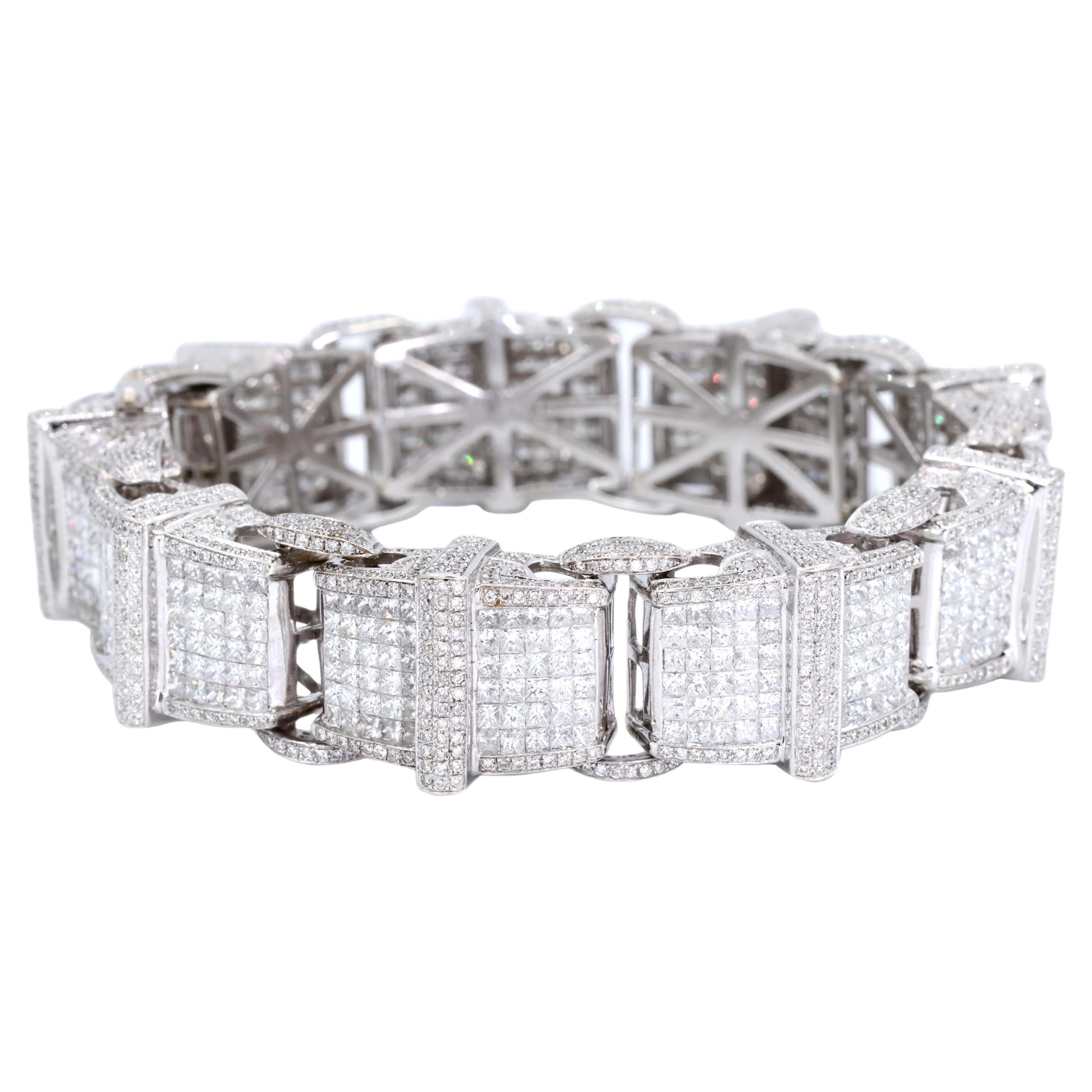 14K 585 Weißgold 102,5 Gramm Naturdiamant 14 Ct: Armband