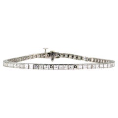 Bracelet en or blanc 14K 585 Asscher Cut - Tennis diamant naturel blanc VVS-VS