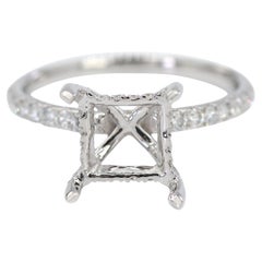 14K 585 White Gold Lab CVD Brilliant Diamond Semi Mount Ring Size 7