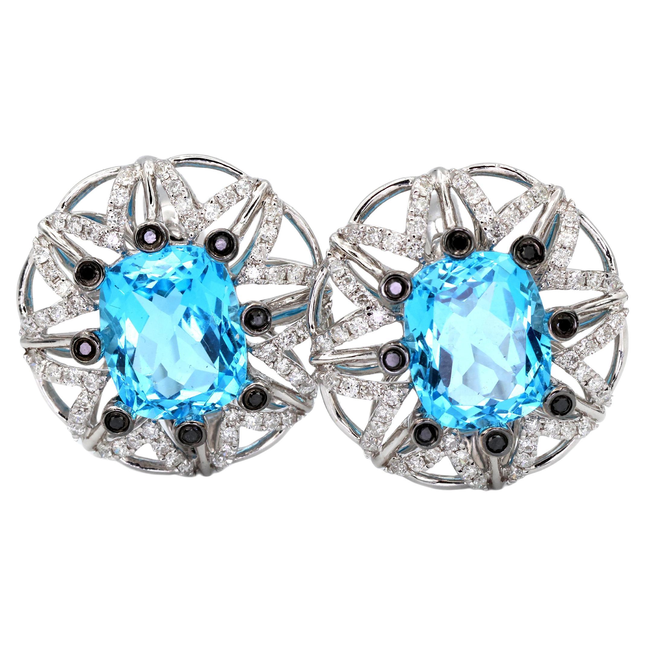 Topaze bleue Boucles d'oreilles en goutte