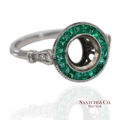 14K 585 White Gold Natural Brilliant Diamond Semi Mount Engagement Ring Size 7