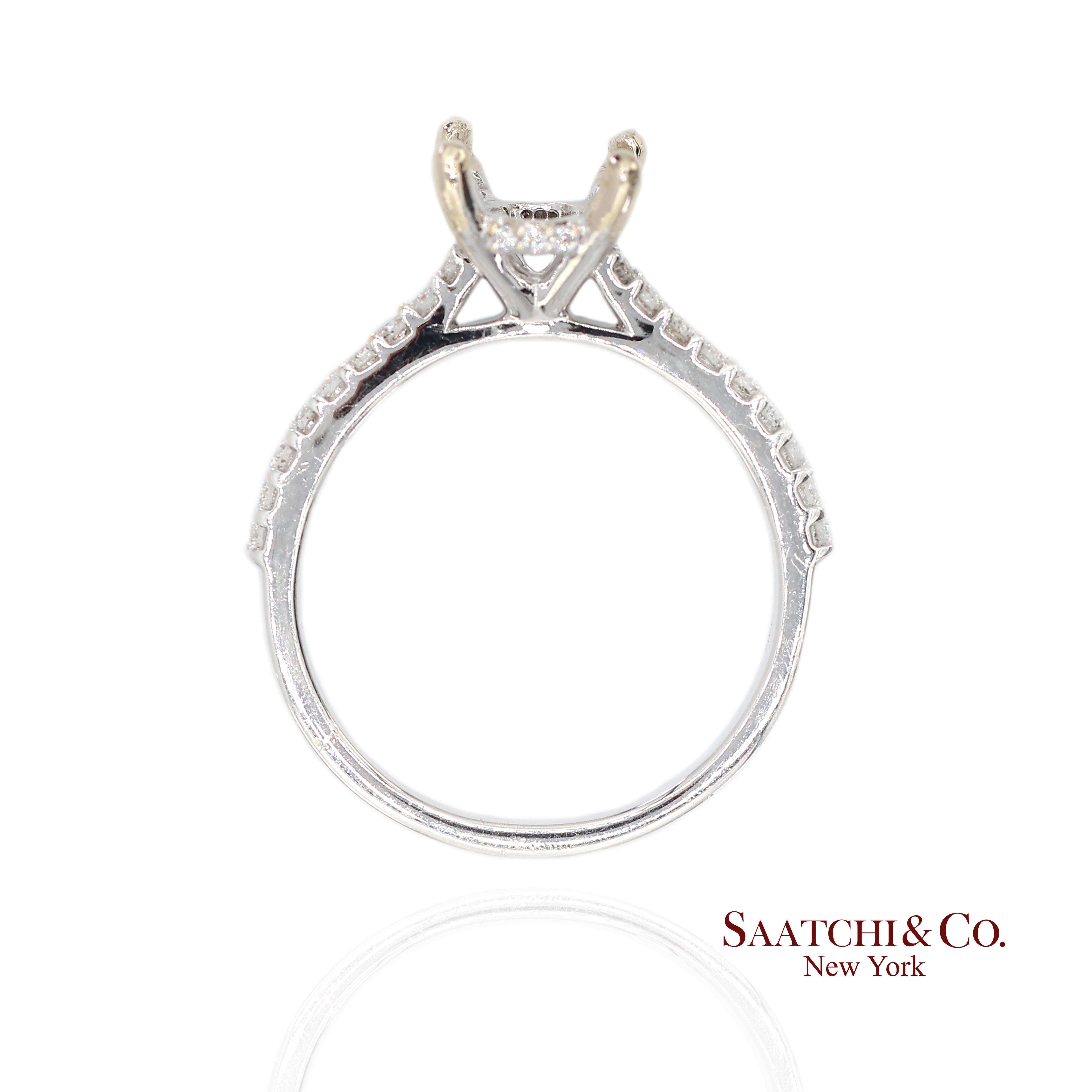 14K 585 Weißgold Natürlicher Brillant Diamant Halbmontagering Größe 7 im Angebot 4