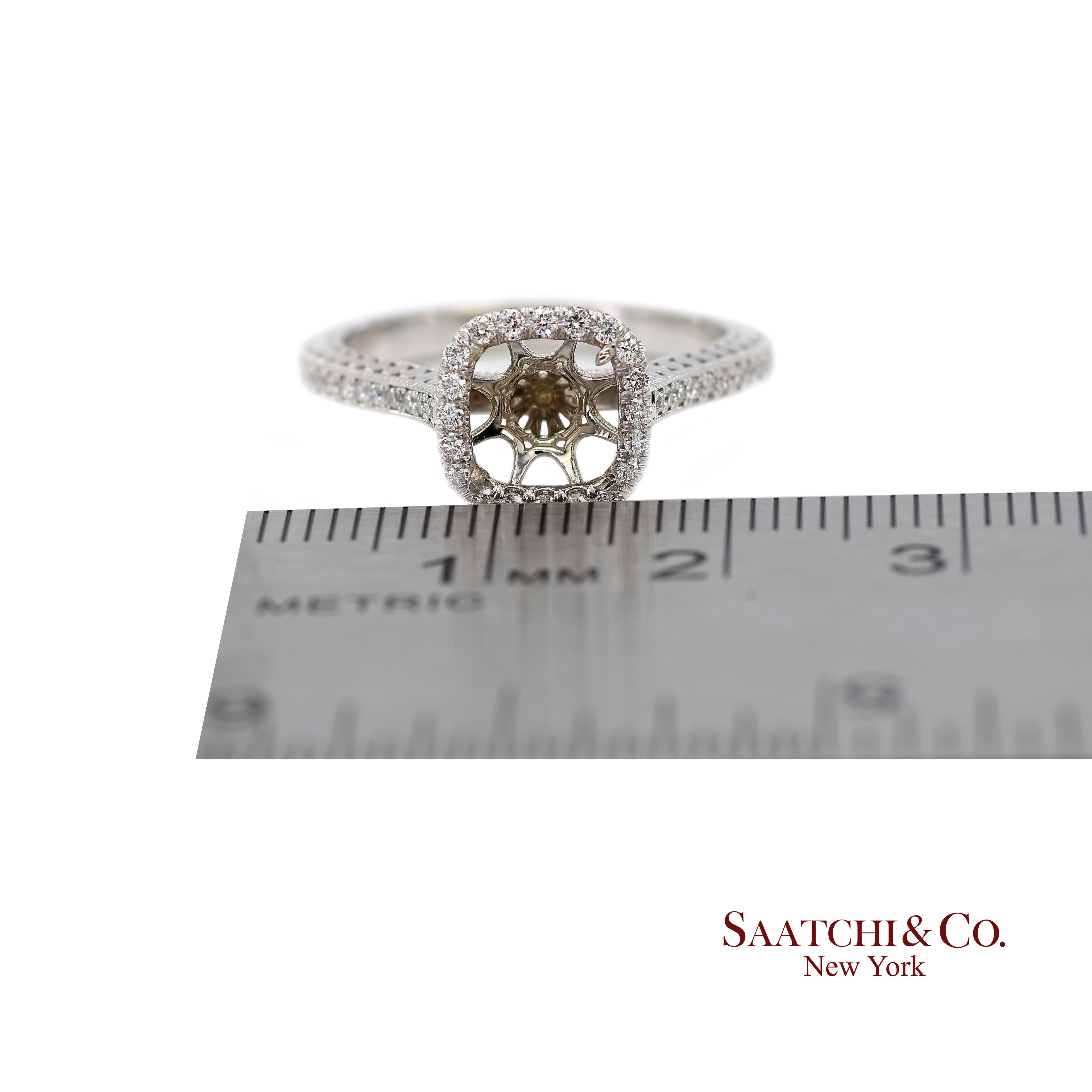 14K 585 Weißgold Natürlicher Brillant Diamant Halbmontagering Größe 7 im Angebot 4
