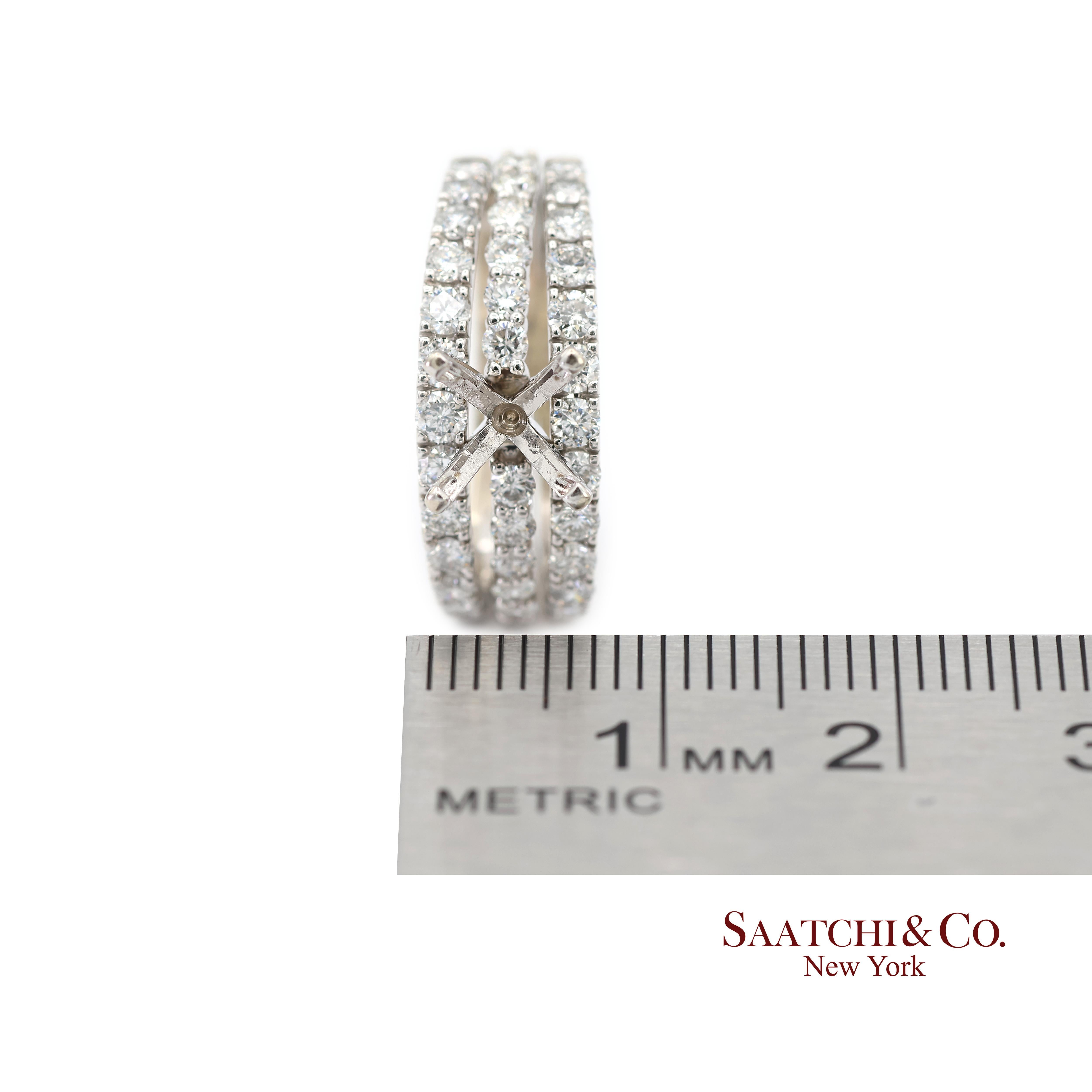 14K 585 Weißgold Natürlicher Brillant Diamant Halbmontagering Größe 7 im Angebot 5