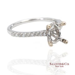 14K 585 White Gold Natural Brilliant Diamond Semi Mount Ring Size 7