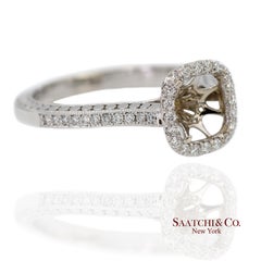 14K 585 White Gold Natural Brilliant Diamond Semi Mount Ring Size 7
