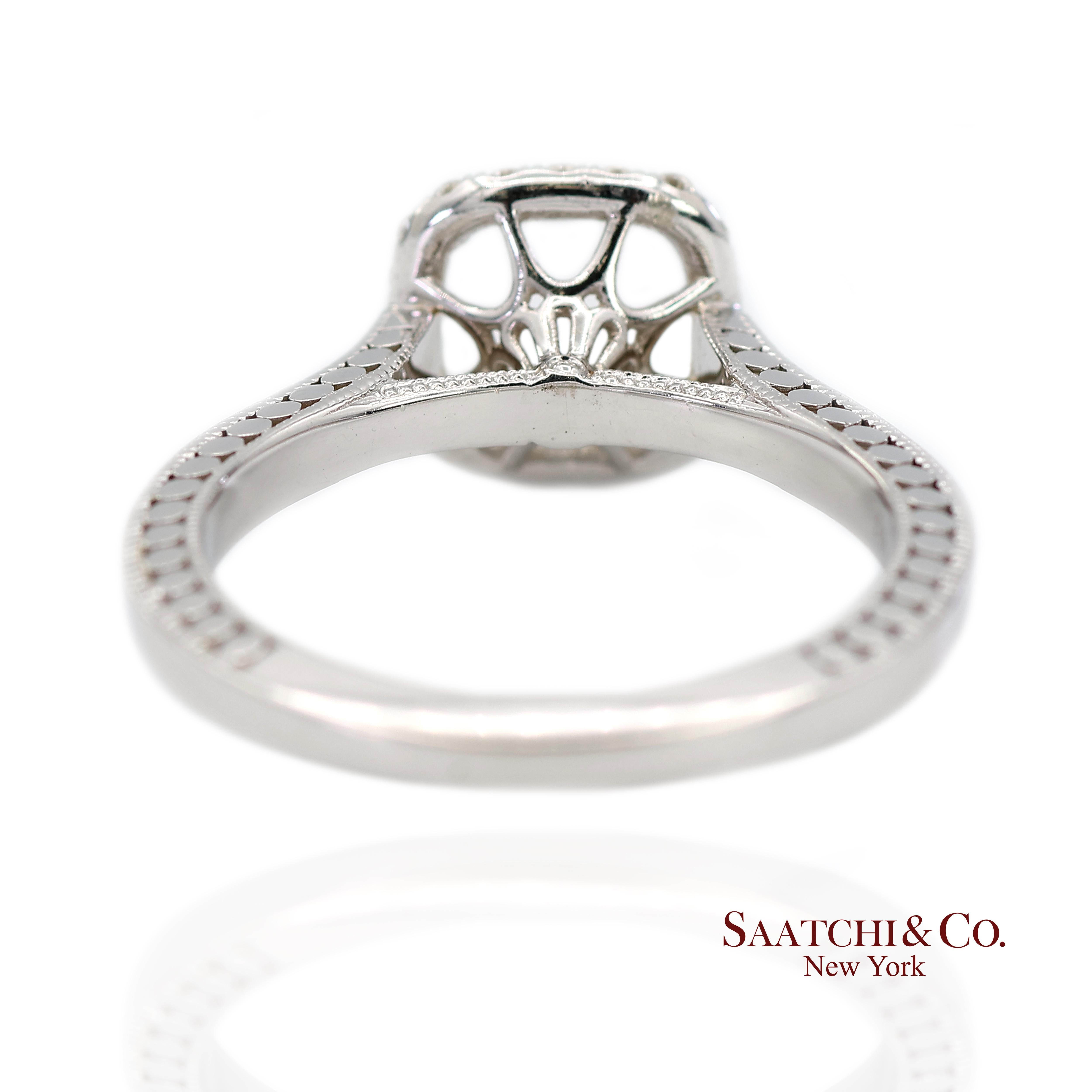 14K 585 Weißgold Natürlicher Brillant Diamant Halbmontagering Größe 7 im Zustand „Hervorragend“ im Angebot in New York, NY