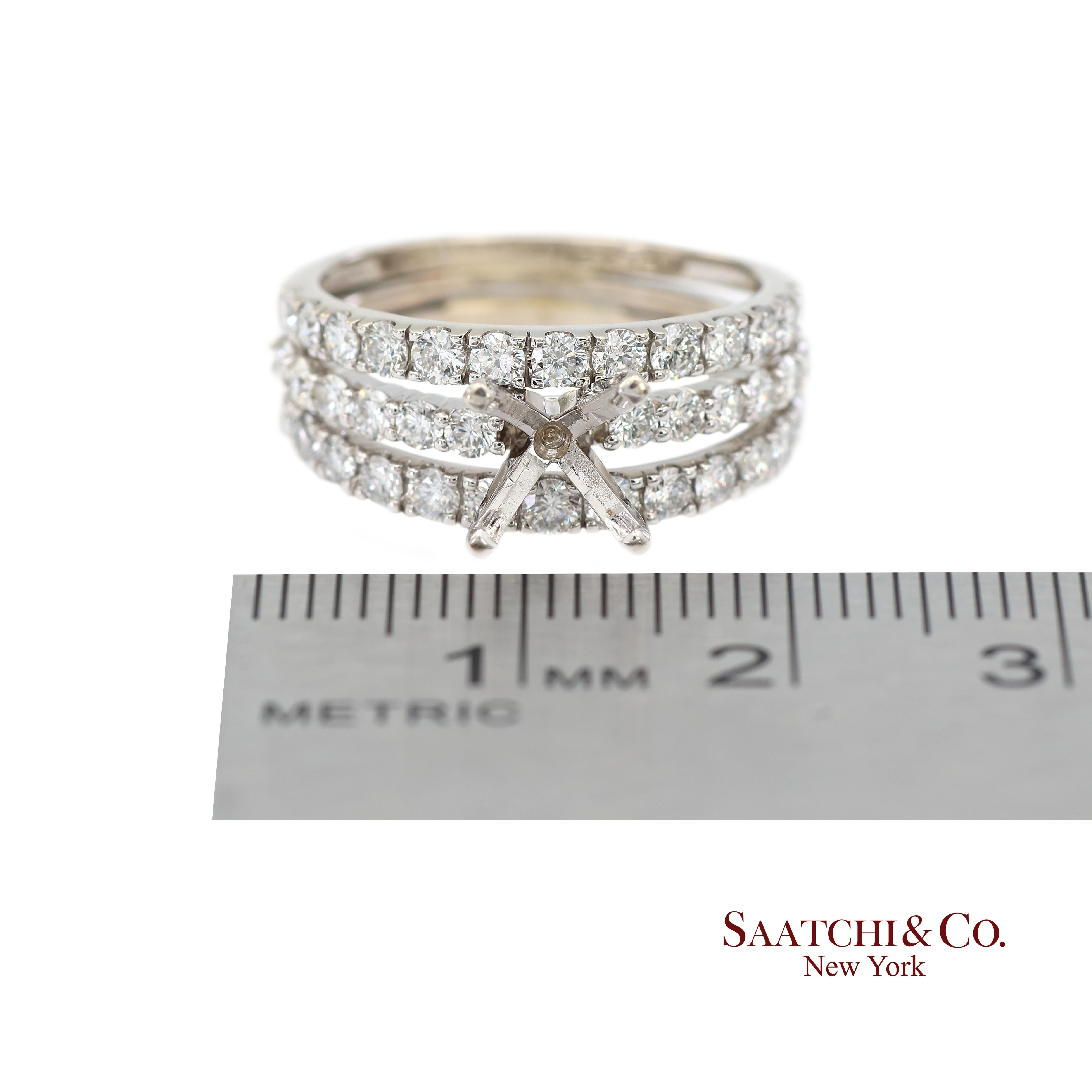 14K 585 Weißgold Natürlicher Brillant Diamant Halbmontagering Größe 7 im Angebot 3