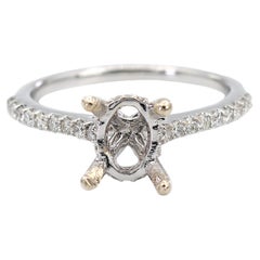 Anello semi-montato con diamante naturale brillante in oro bianco 14K 585 Misura 7