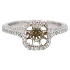 14K 585 White Gold Natural Brilliant Diamond Semi Mount Ring Size 7
