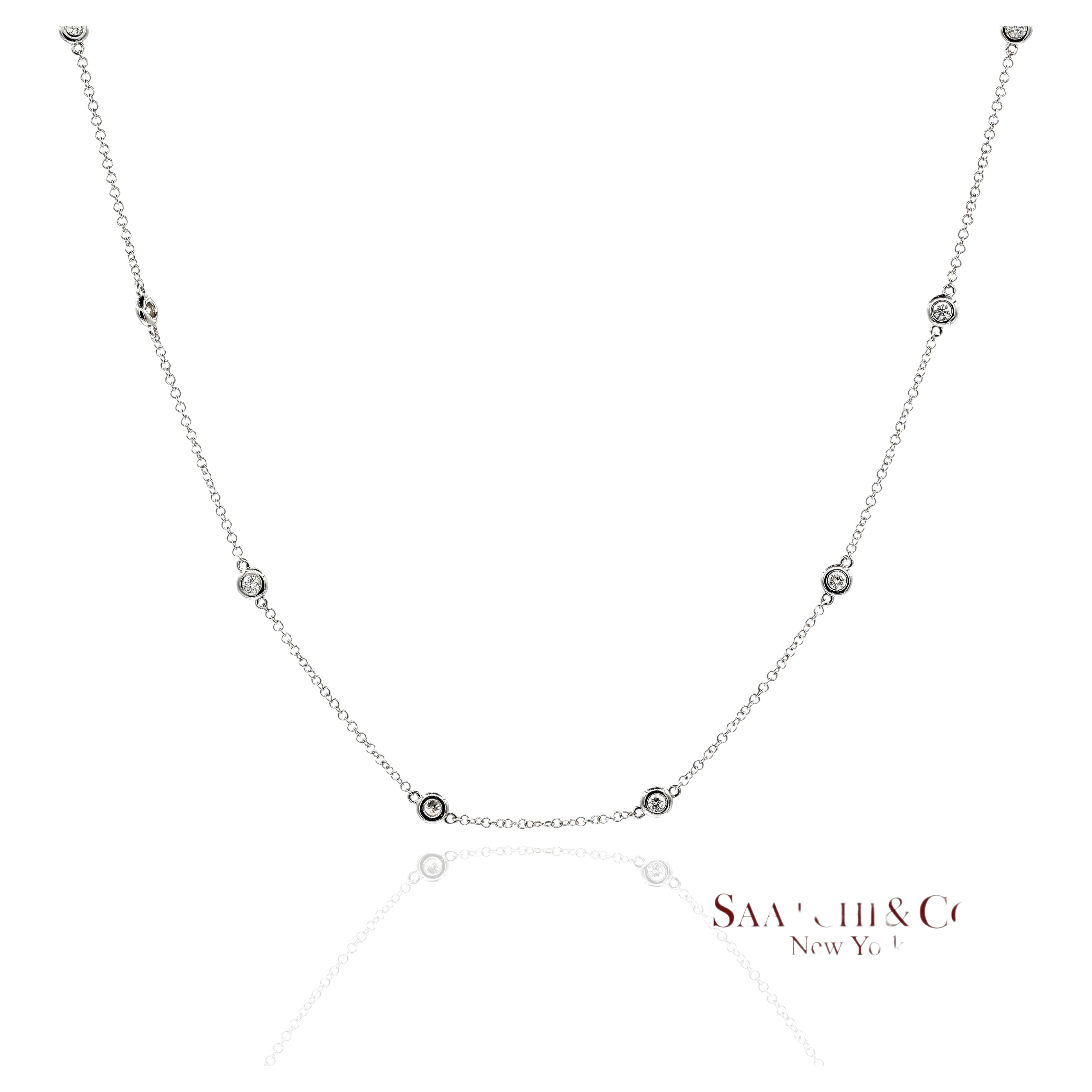14K 585 White Gold Natural Diamond Adjustable By the Yard Necklace/Pendant