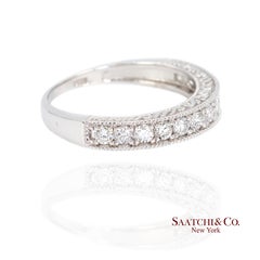 Anello a fascia con diamante naturale inciso in oro bianco 14k 585