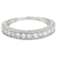 14k 585 Weißgold Natürlicher Diamant Gravierter Bandring