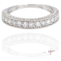Bague en or blanc 14k 585 diamants naturels gravés