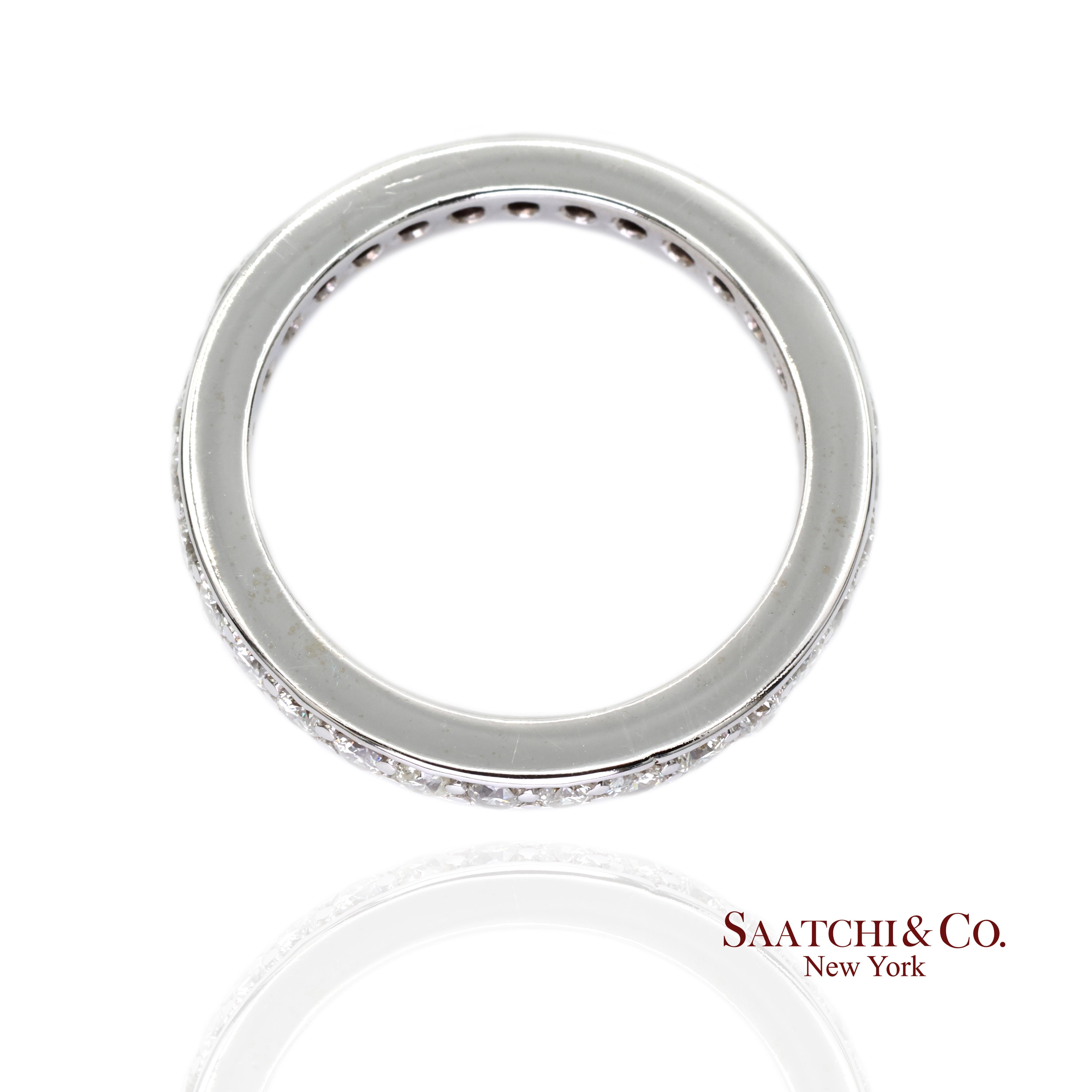 Taille brillant Bracelet éternité en or blanc 14k 585 diamants naturels Taille 6.5 en vente