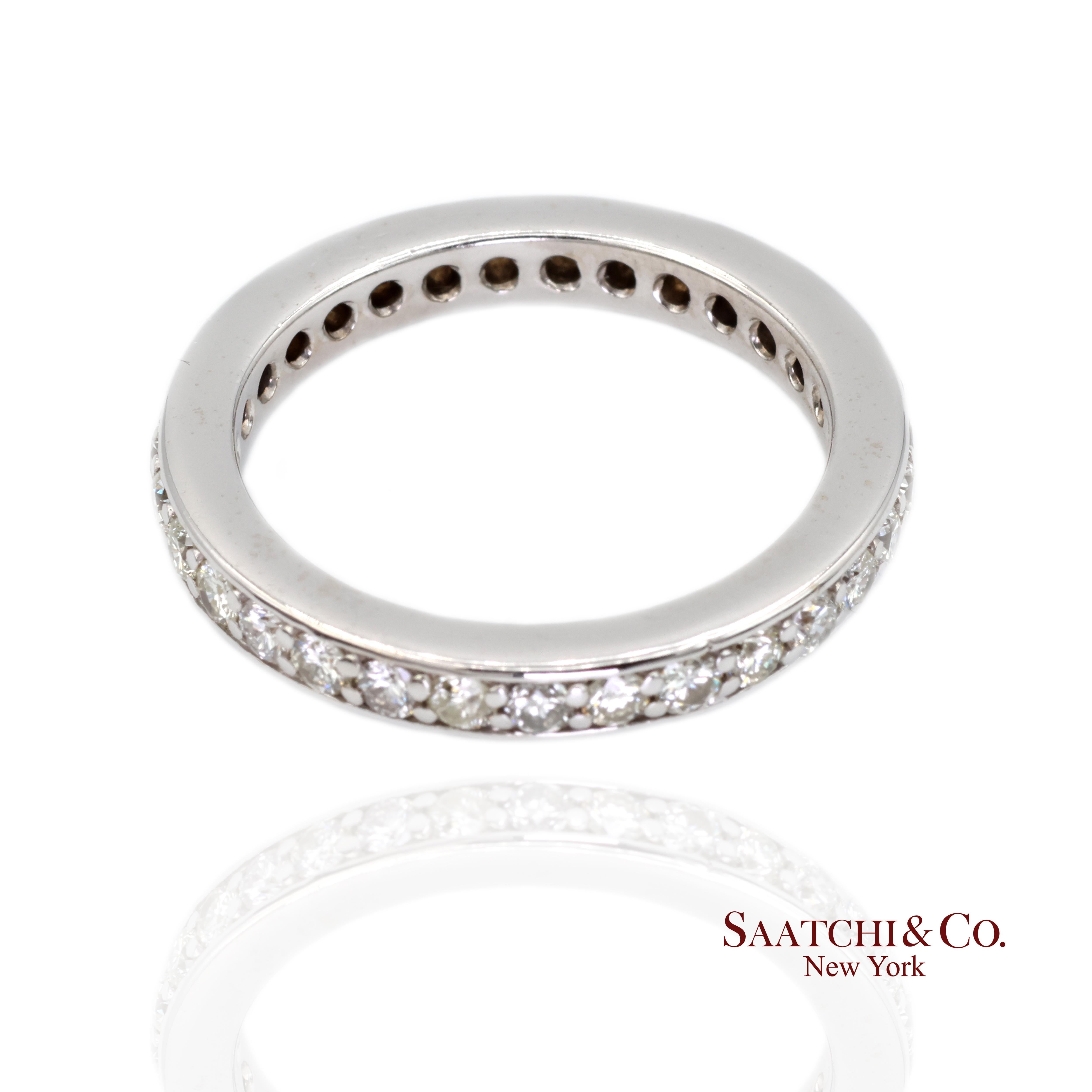 Bracelet éternité en or blanc 14k 585 diamants naturels Taille 6.5 Excellent état - En vente à New York, NY