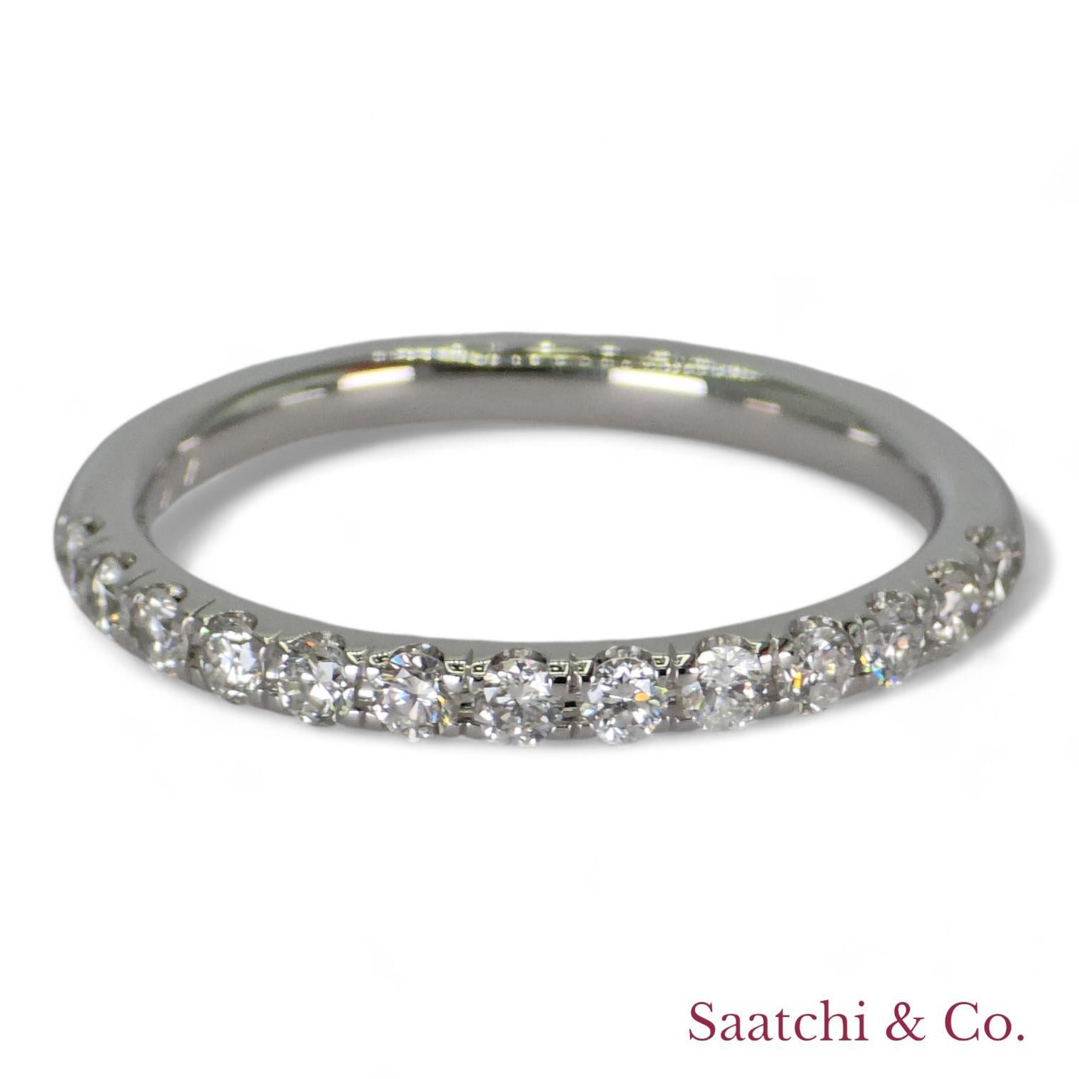 Contemporary 14k 585 White Gold Natural Diamond Half Eternity Band For Sale