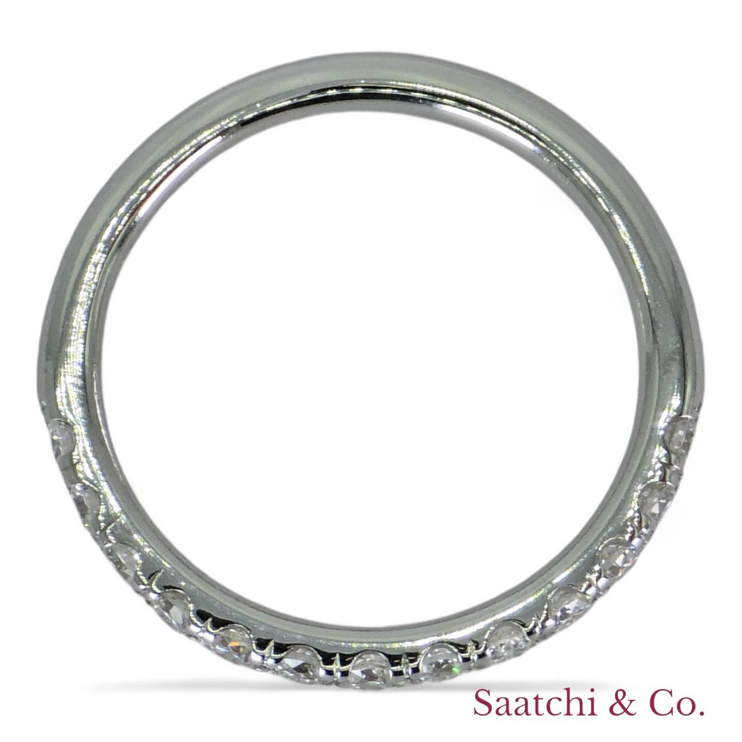 Women's 14k 585 White Gold Natural Diamond Half Eternity Band For Sale