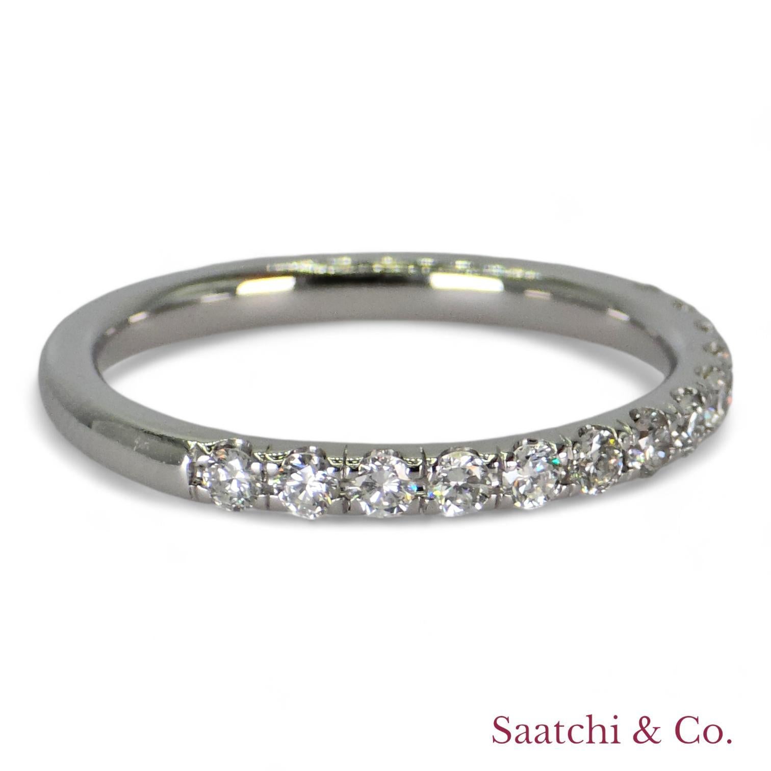 14k 585 White Gold Natural Diamond Half Eternity Band For Sale 1