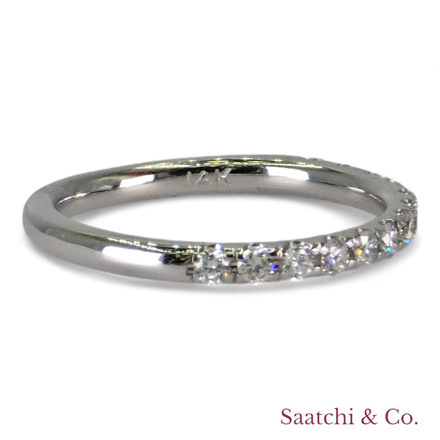 14k 585 White Gold Natural Diamond Half Eternity Band For Sale 2