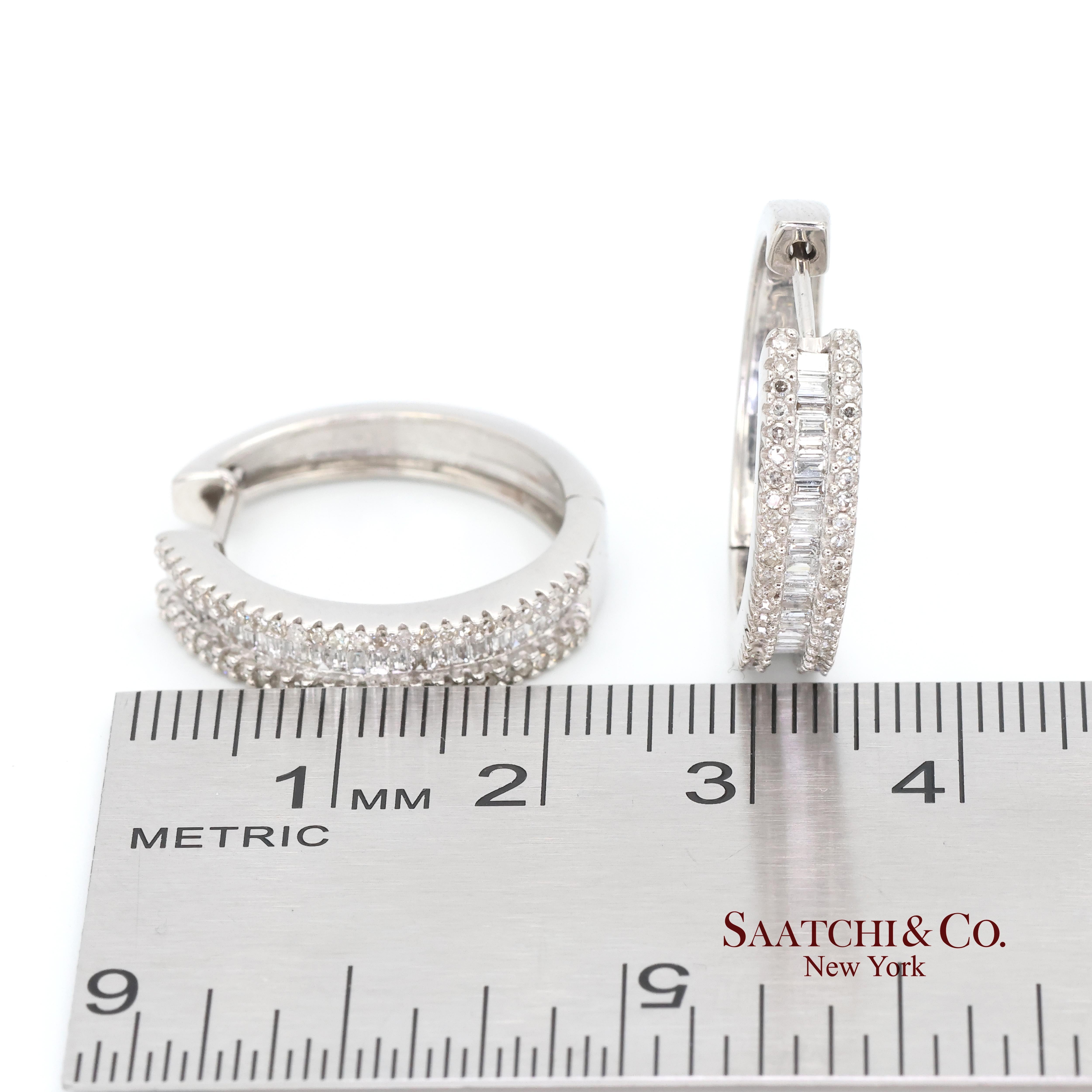 14k 585 Weißgold Natürlicher Diamant-Reifen-Ohrring im Angebot 3