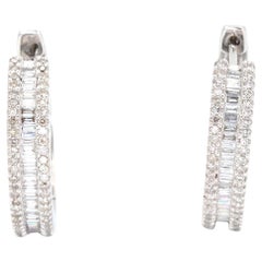 14k 585 Weißgold Natürlicher Diamant-Reifen-Ohrring