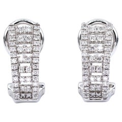 14k 585 Weißgold Natürlicher Diamant Omega Back Ohrringe
