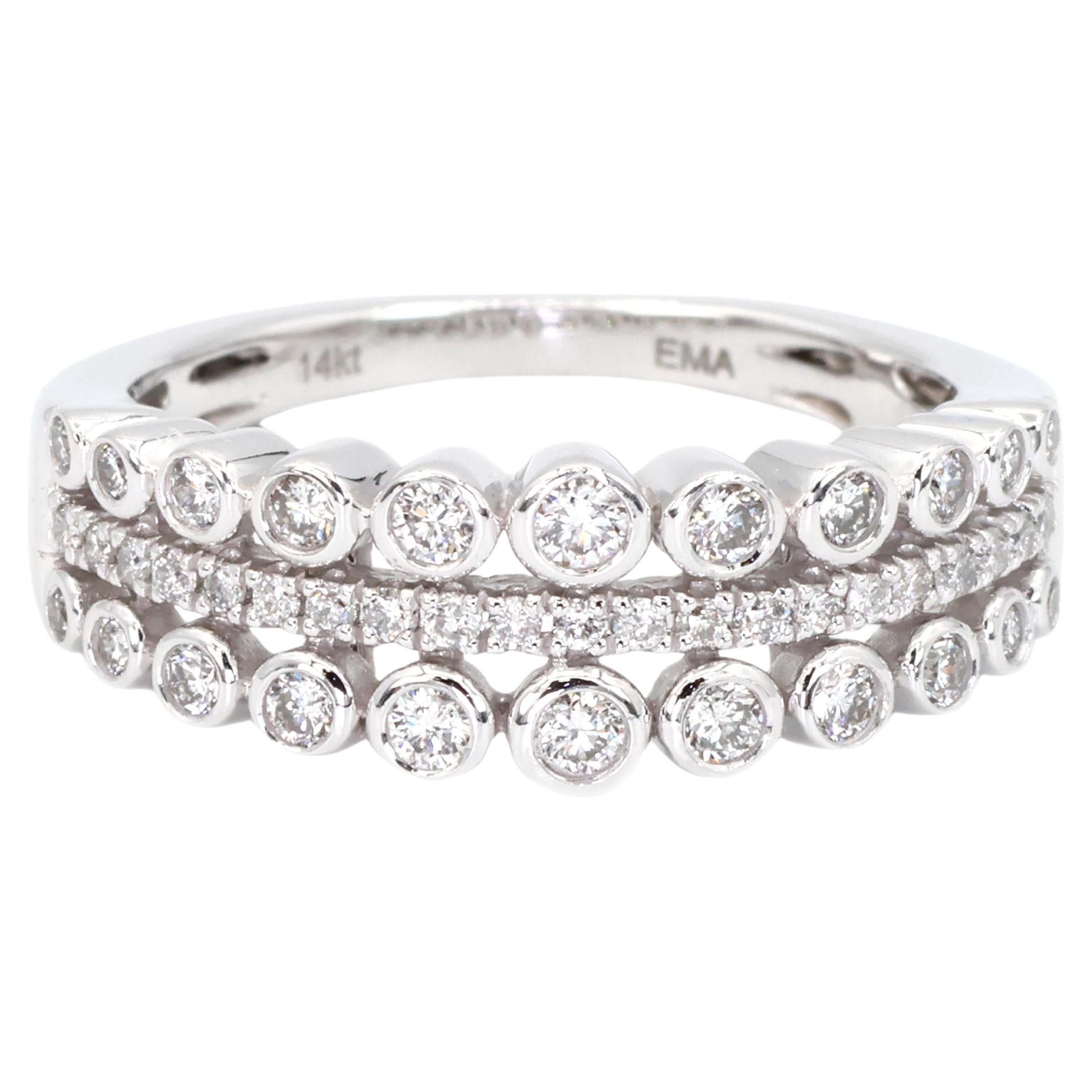 Anillo de diamantes naturales de oro blanco de 14k 585 en venta
