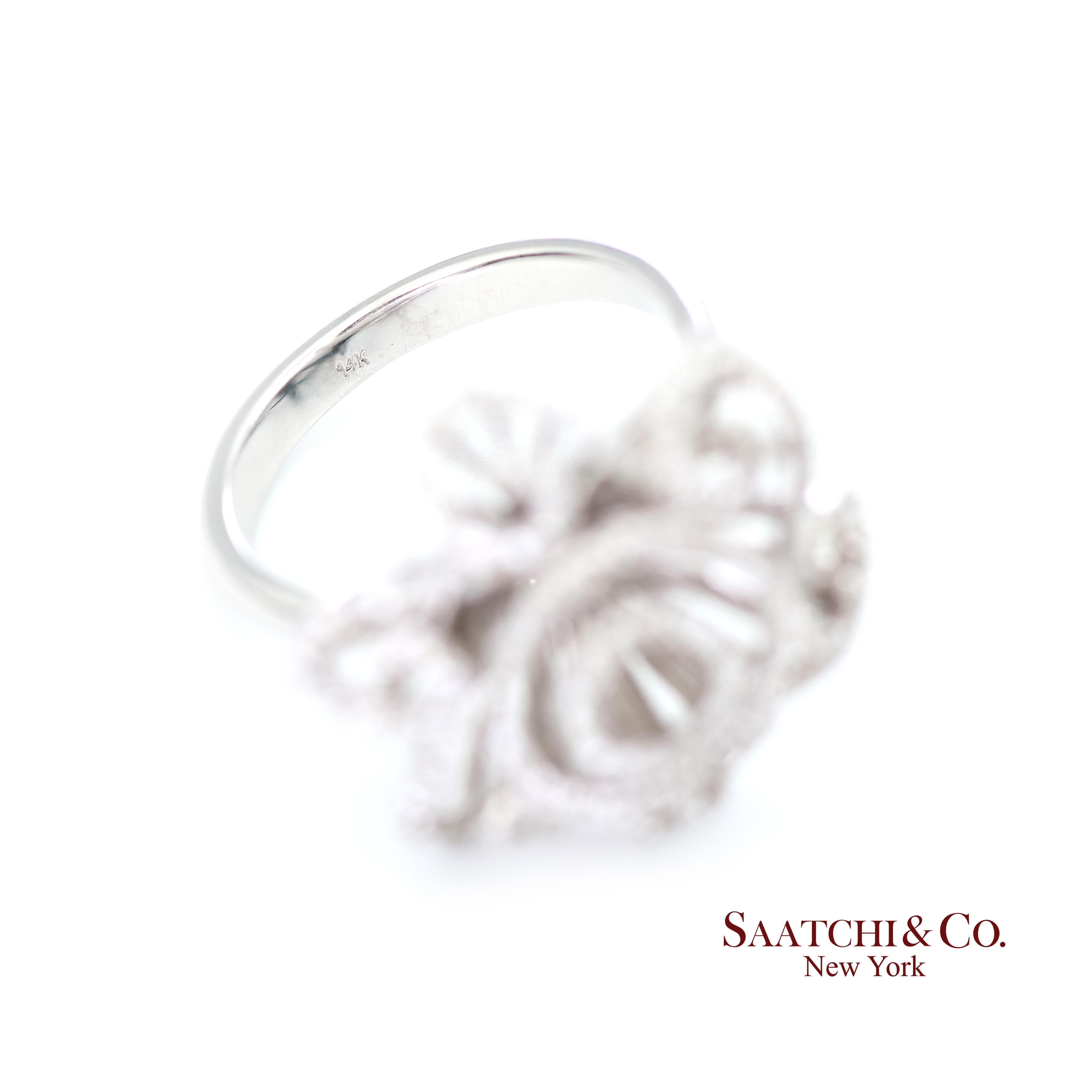 14k 585 White Gold  Natural Diamond Ring Size 7 For Sale 1
