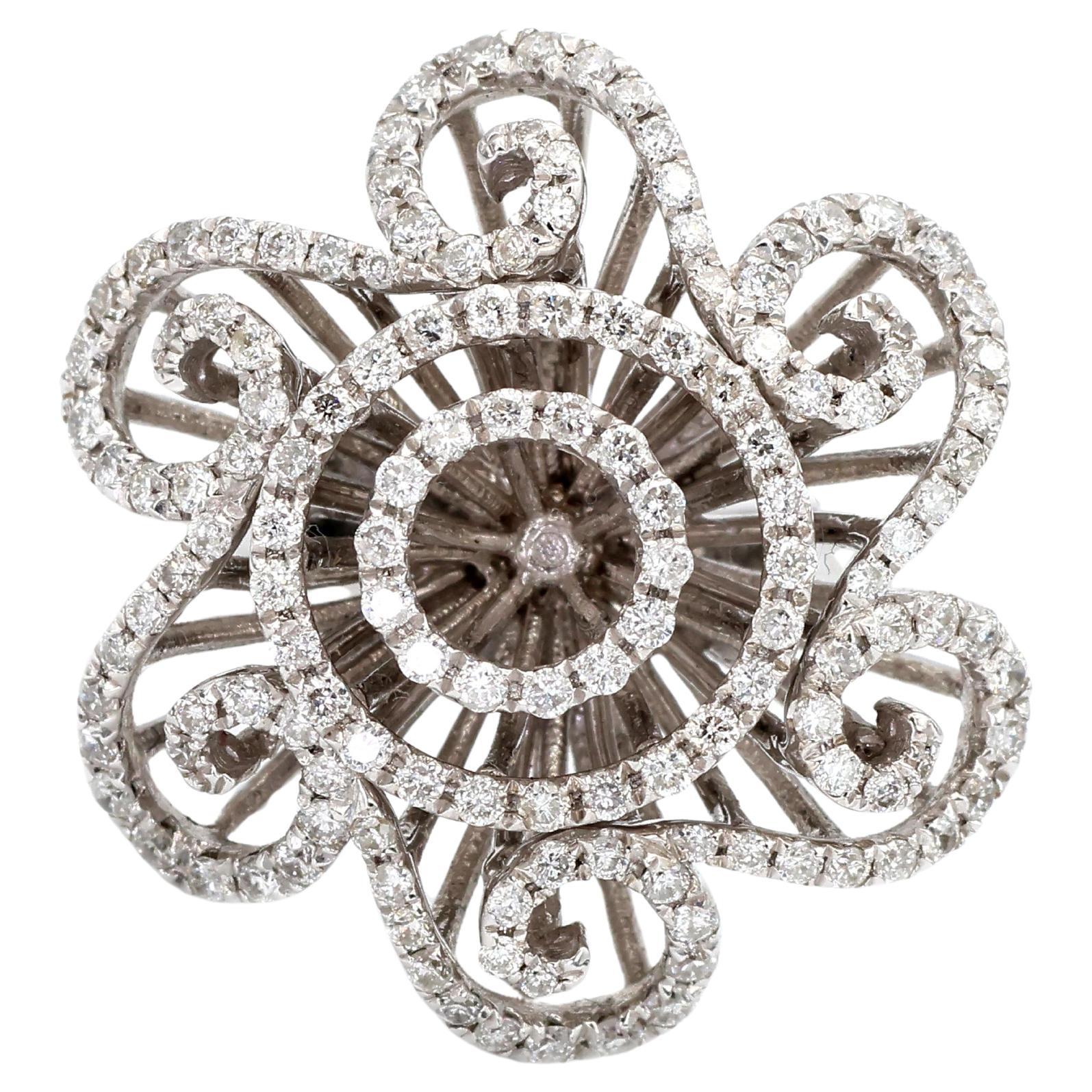 14k 585 White Gold  Natural Diamond Ring Size 7 For Sale