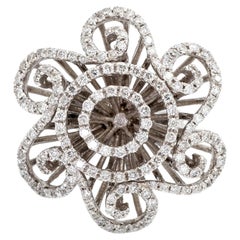 14k 585 Or blanc  Bague en diamant naturel taille 7
