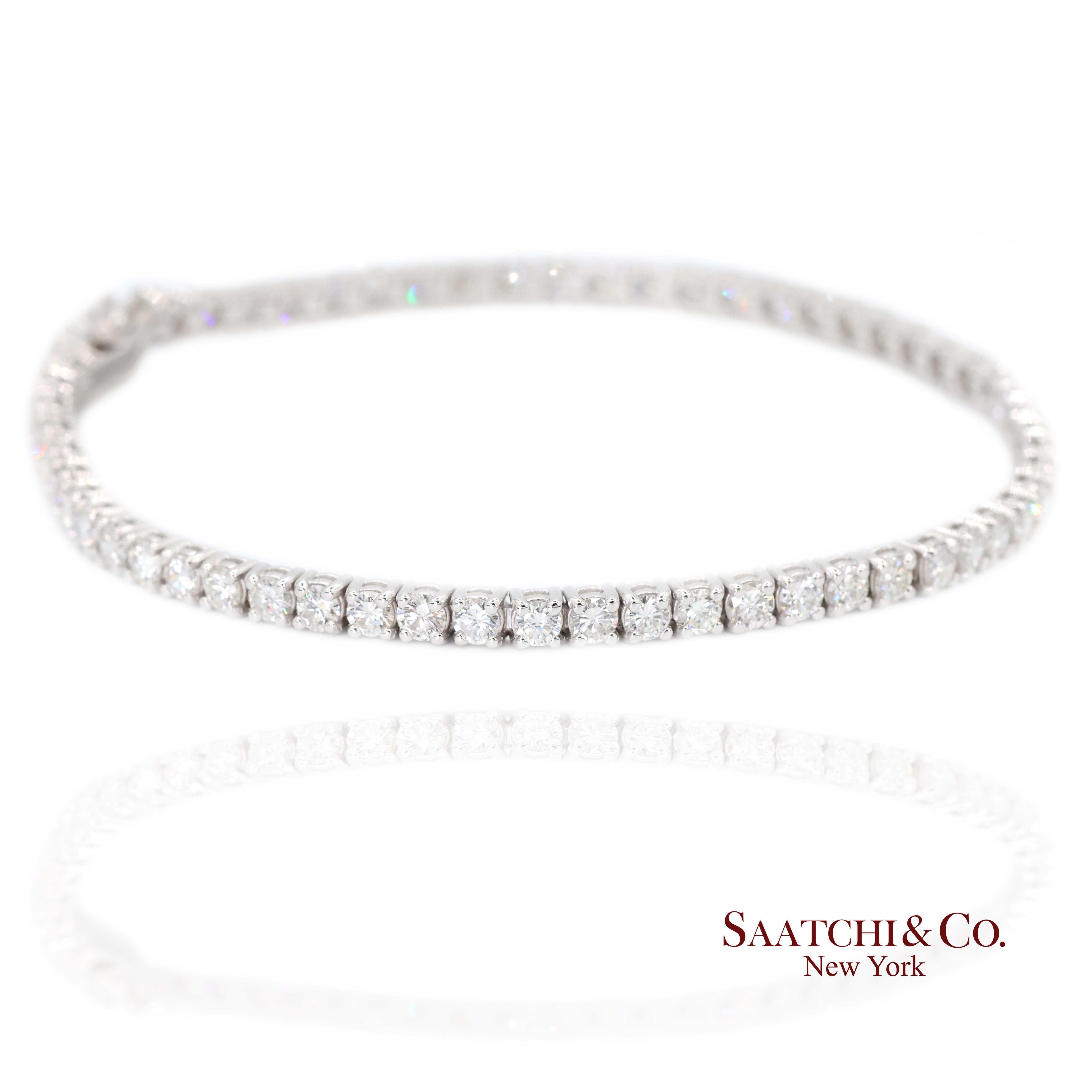 Bracelet de tennis en or blanc 14k 585 diamants naturels taille 7.5 pouces Unisexe en vente