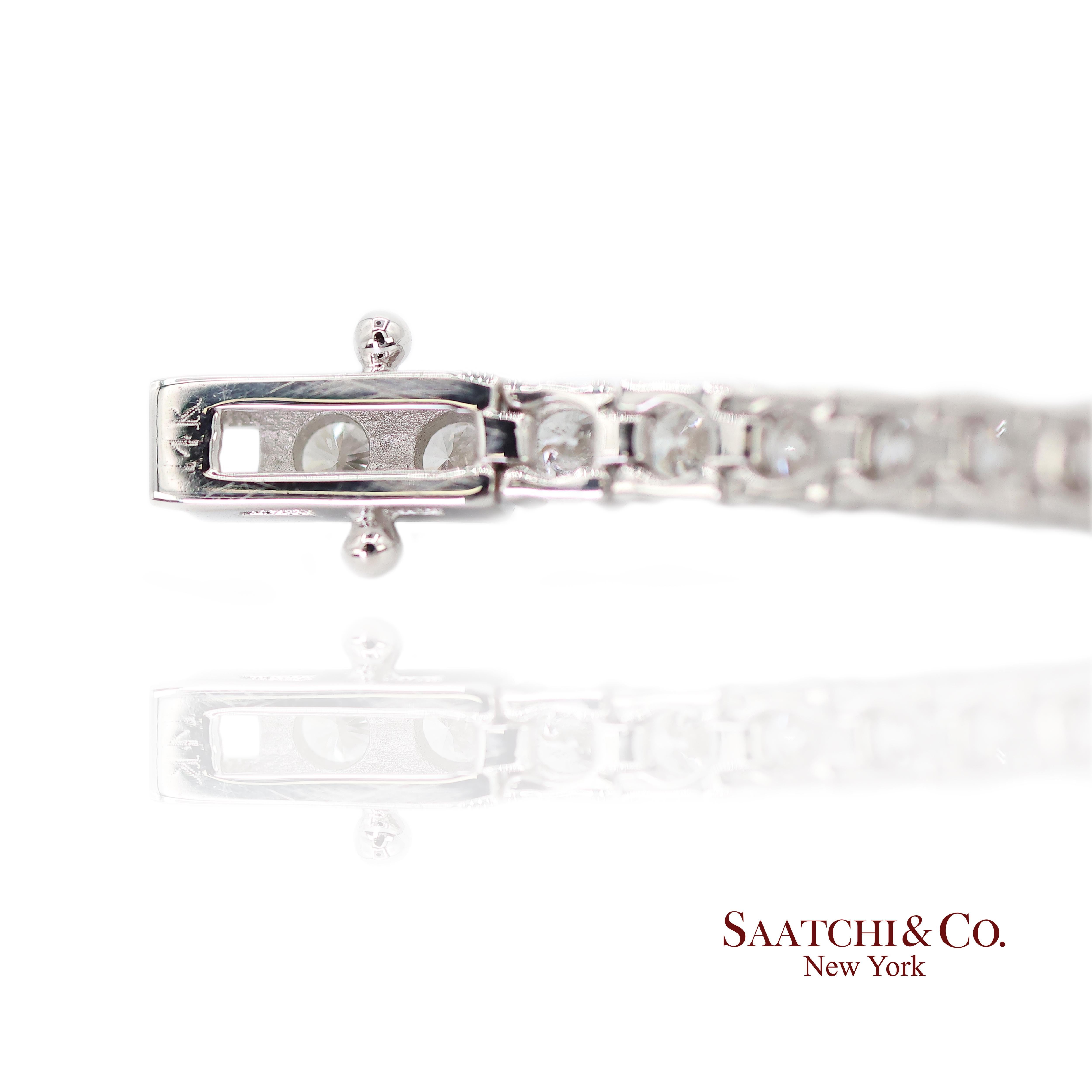 Bracelet de tennis en or blanc 14k 585 diamants naturels taille 7.5 pouces en vente 1