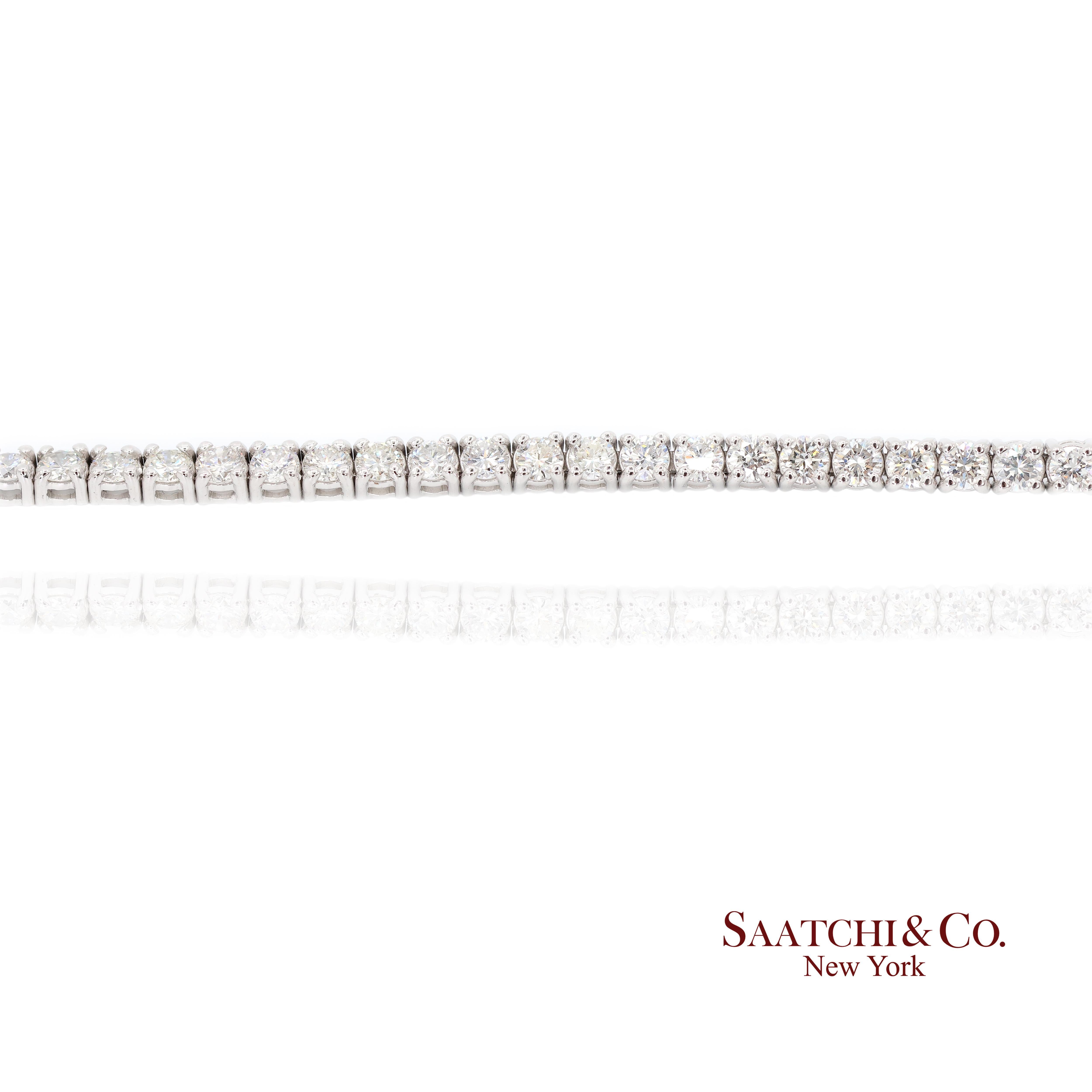 Bracelet de tennis en or blanc 14k 585 diamants naturels taille 7.5 pouces en vente 2